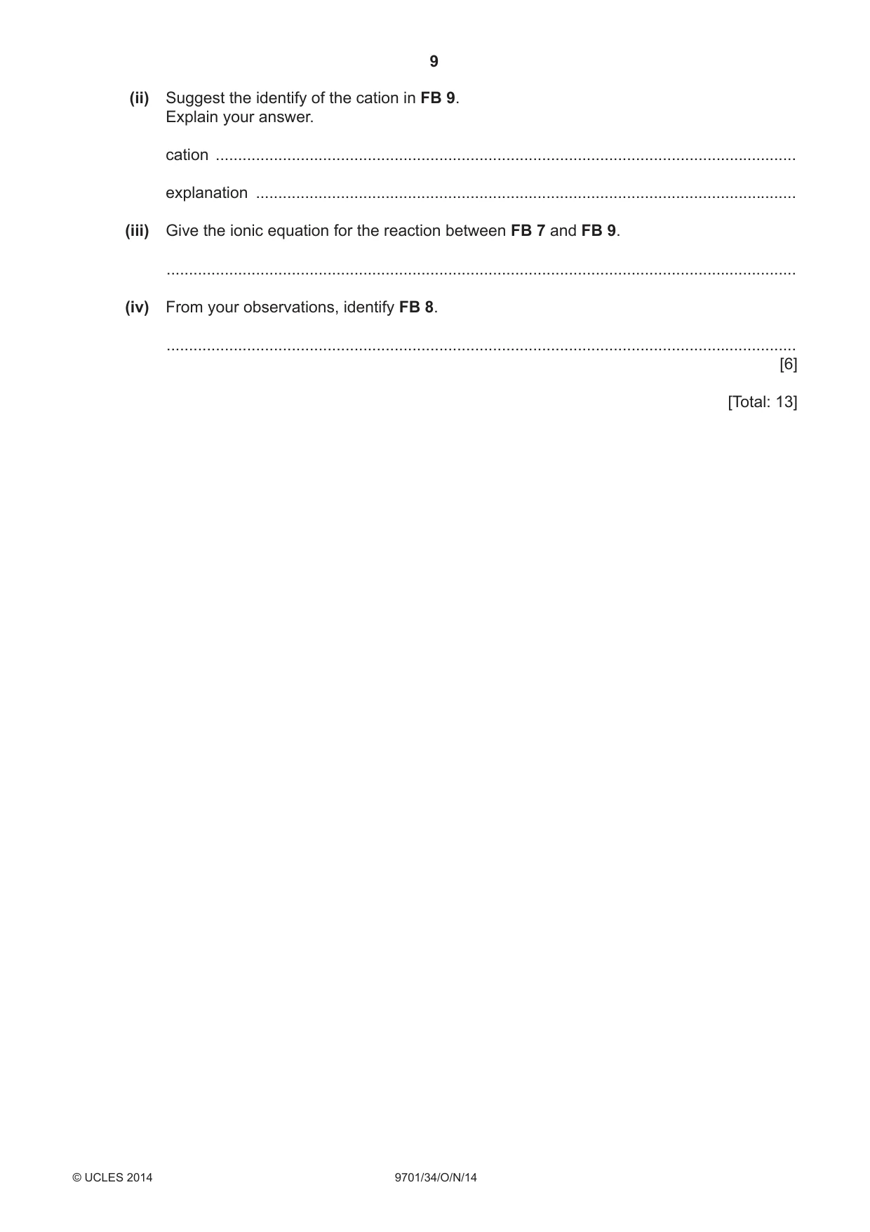 Cambridge A Level Chemistry 9701 2014 Oct/Nov Paper 3 · Variant 4 question paper, page 9 of 12