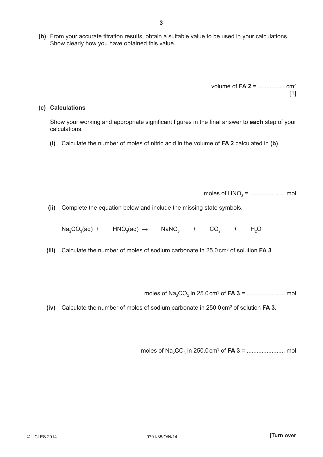 Cambridge A Level Chemistry 9701 2014 Oct/Nov Paper 3 · Variant 5 question paper, page 3 of 16