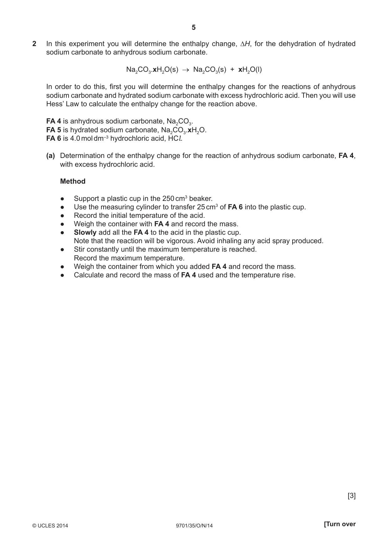 Cambridge A Level Chemistry 9701 2014 Oct/Nov Paper 3 · Variant 5 question paper, page 5 of 16