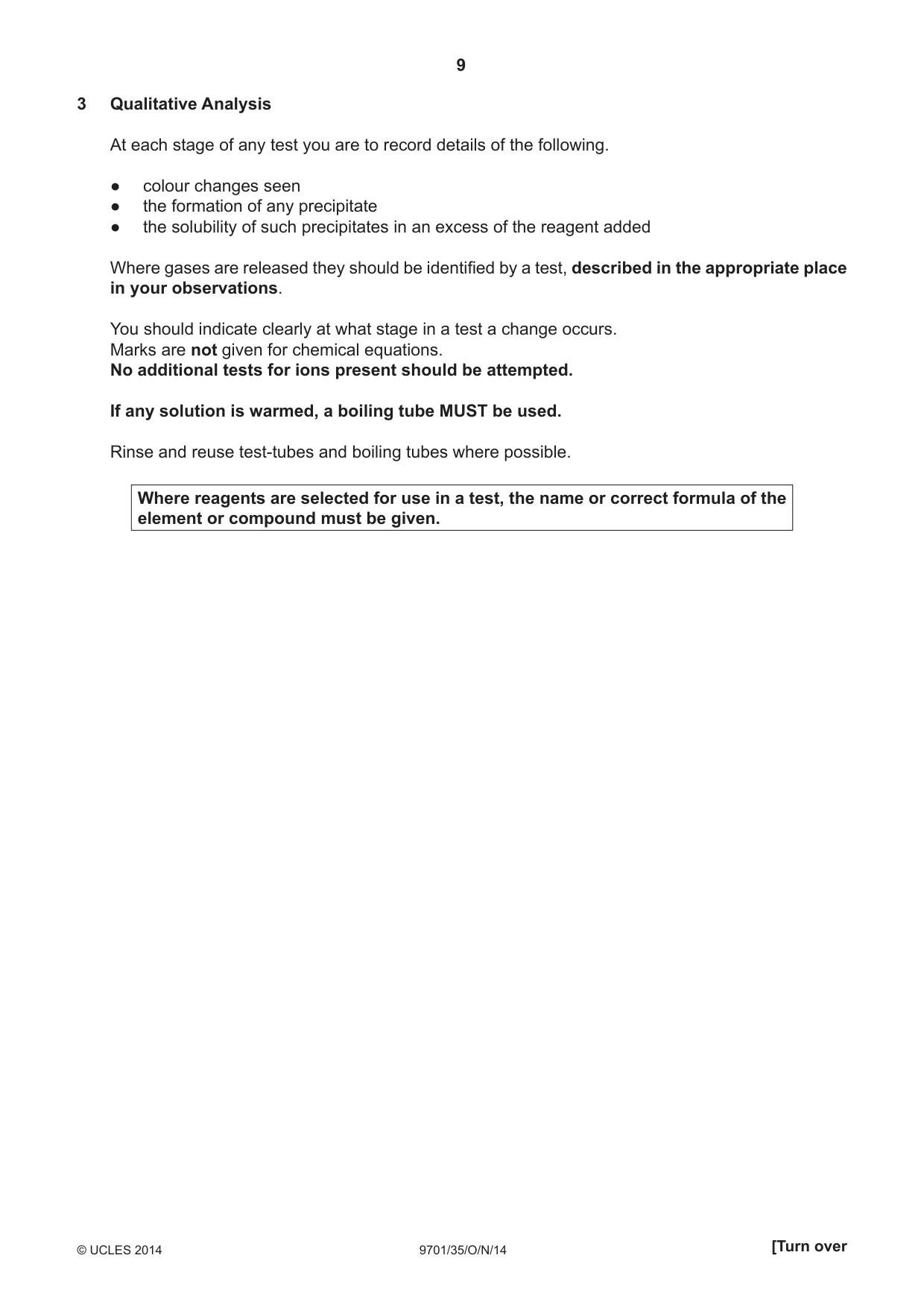 Cambridge A Level Chemistry 9701 2014 Oct/Nov Paper 3 · Variant 5 question paper, page 9 of 16