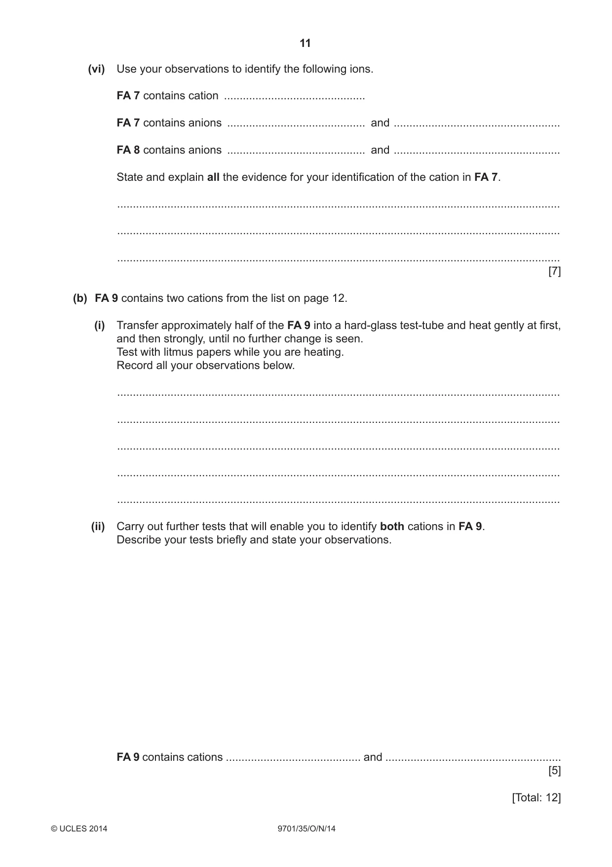 Cambridge A Level Chemistry 9701 2014 Oct/Nov Paper 3 · Variant 5 question paper, page 11 of 16