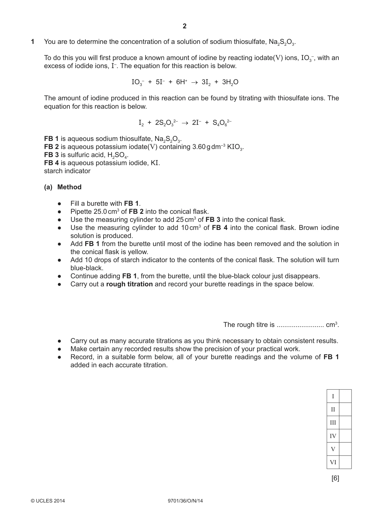 Cambridge A Level Chemistry 9701 2014 Oct/Nov Paper 3 · Variant 6 question paper, page 2 of 12