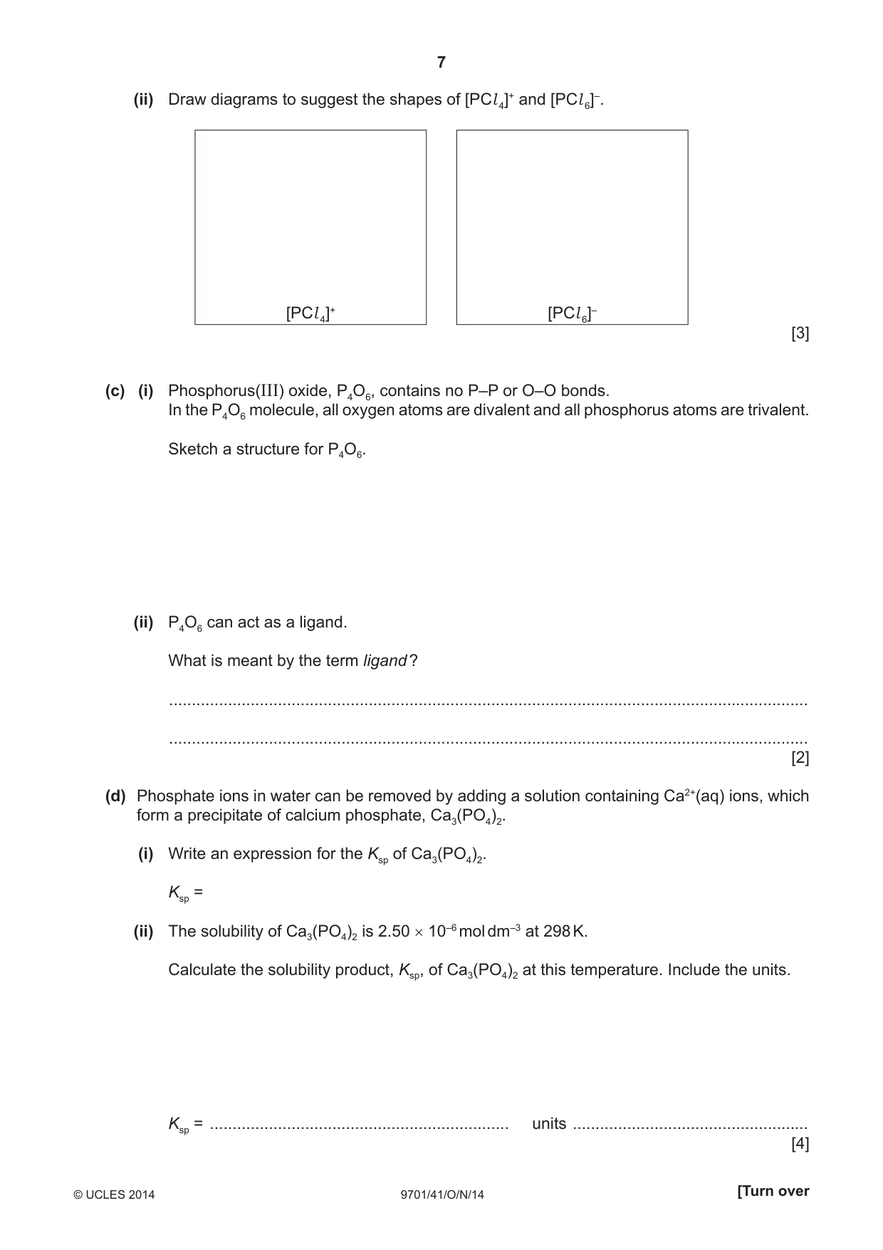 Cambridge A Level Chemistry 9701 2014 Oct/Nov Paper 4 · Variant 1 question paper, page 7 of 20