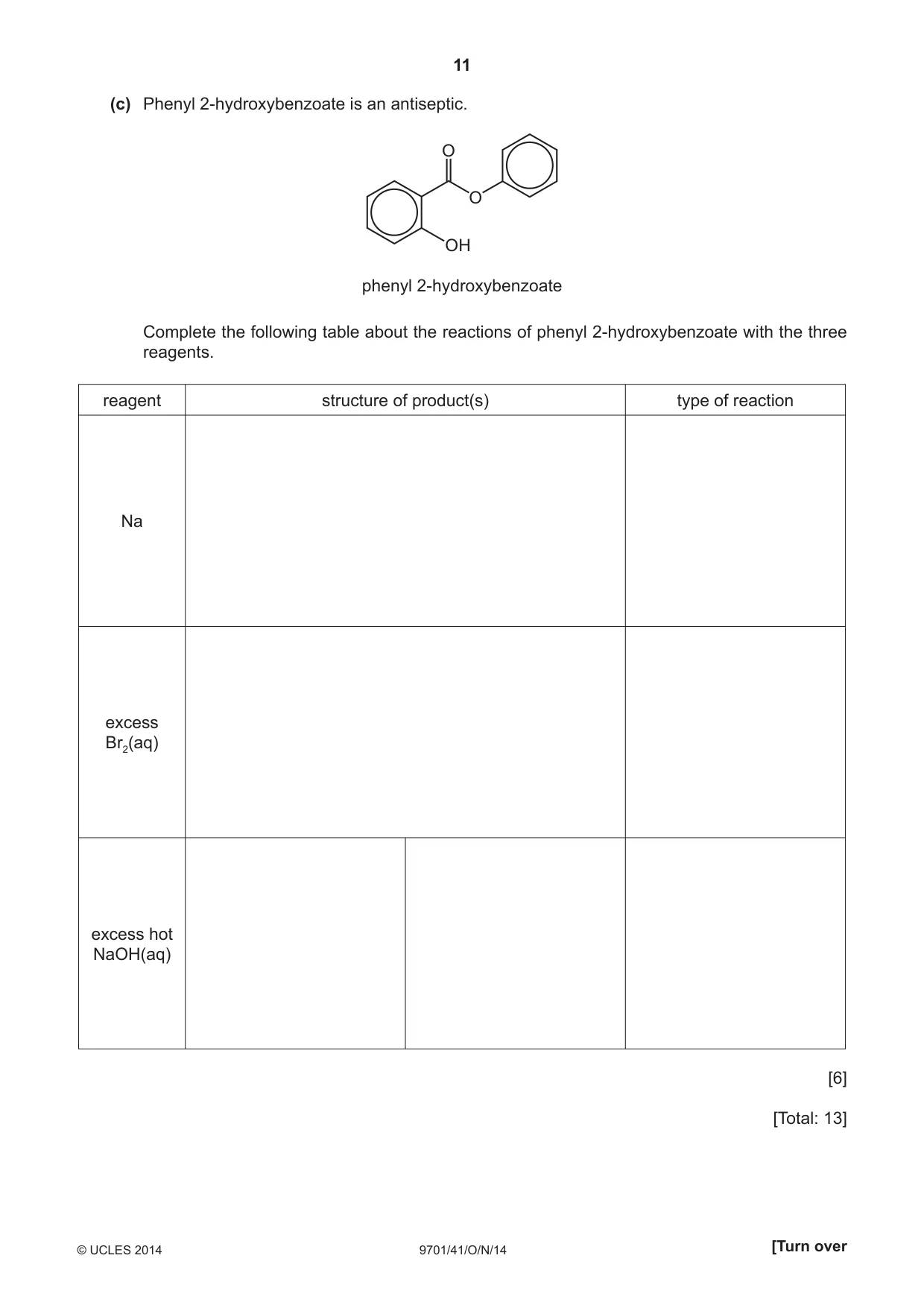 Cambridge A Level Chemistry 9701 2014 Oct/Nov Paper 4 · Variant 1 question paper, page 11 of 20