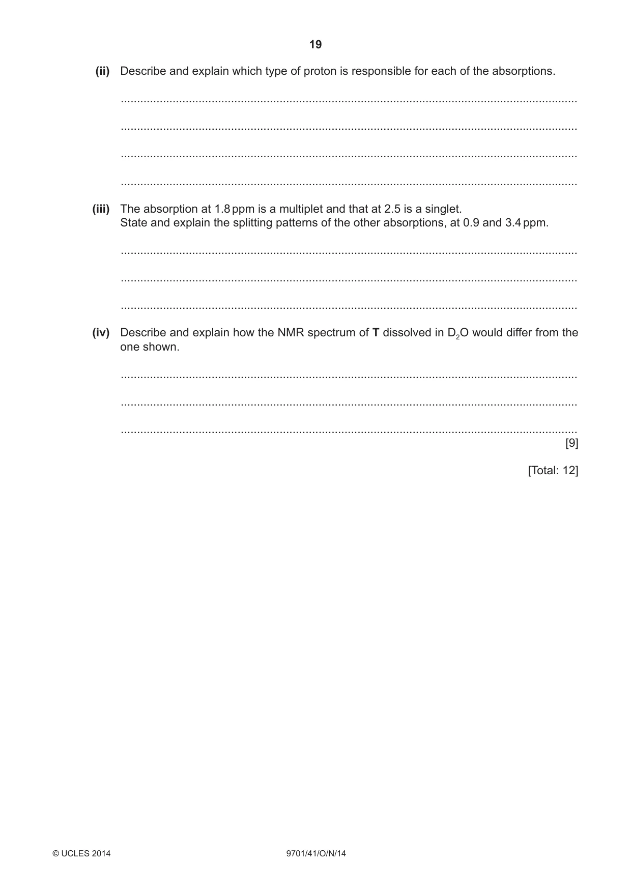 Cambridge A Level Chemistry 9701 2014 Oct/Nov Paper 4 · Variant 1 question paper, page 19 of 20