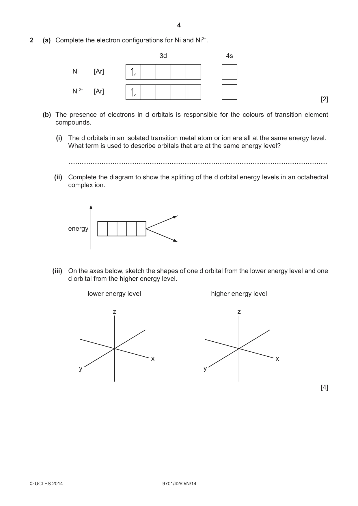 Cambridge A Level Chemistry 9701 2014 Oct/Nov Paper 4 · Variant 2 question paper, page 4 of 20