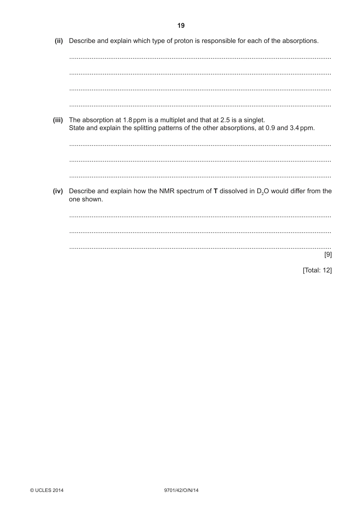 Cambridge A Level Chemistry 9701 2014 Oct/Nov Paper 4 · Variant 2 question paper, page 19 of 20