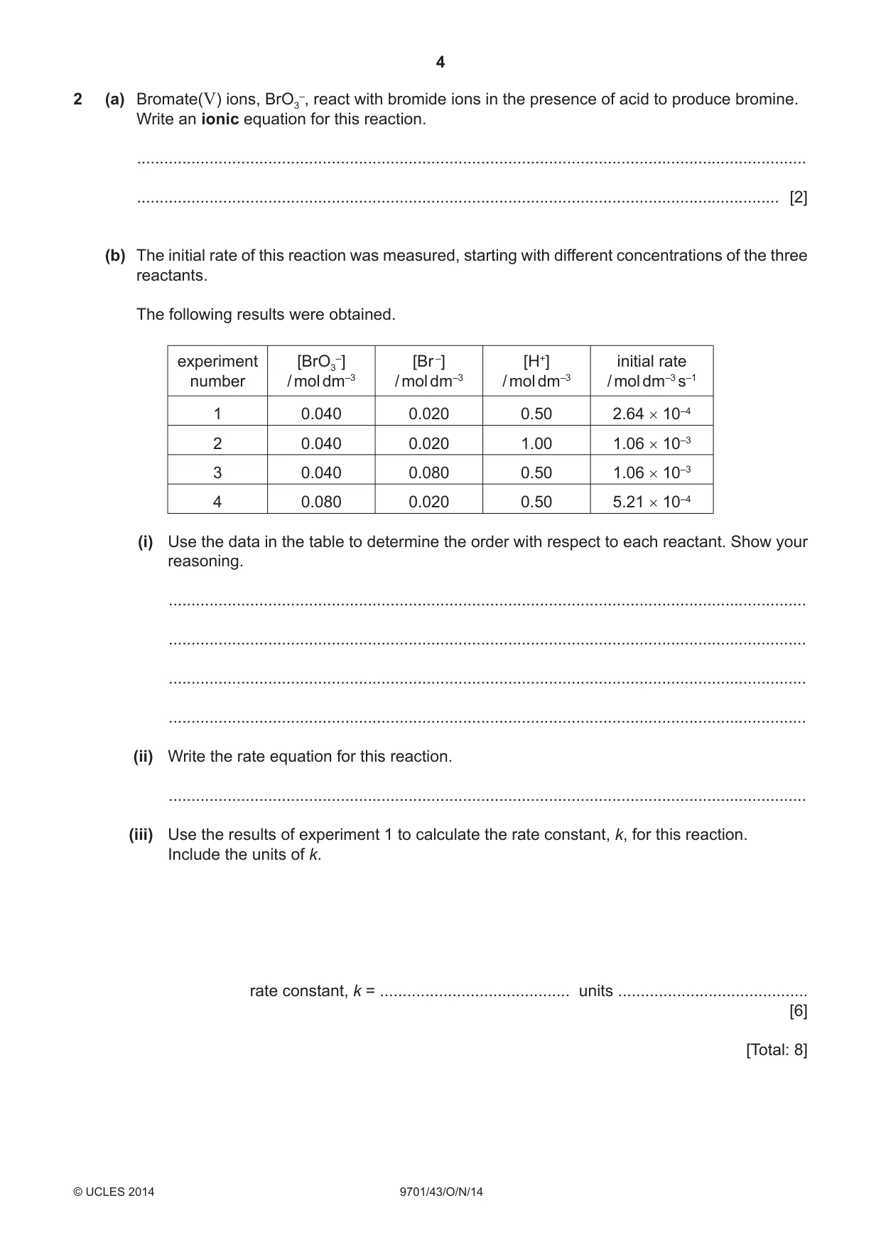 Cambridge A Level Chemistry 9701 2014 Oct/Nov Paper 4 · Variant 3 question paper, page 4 of 20