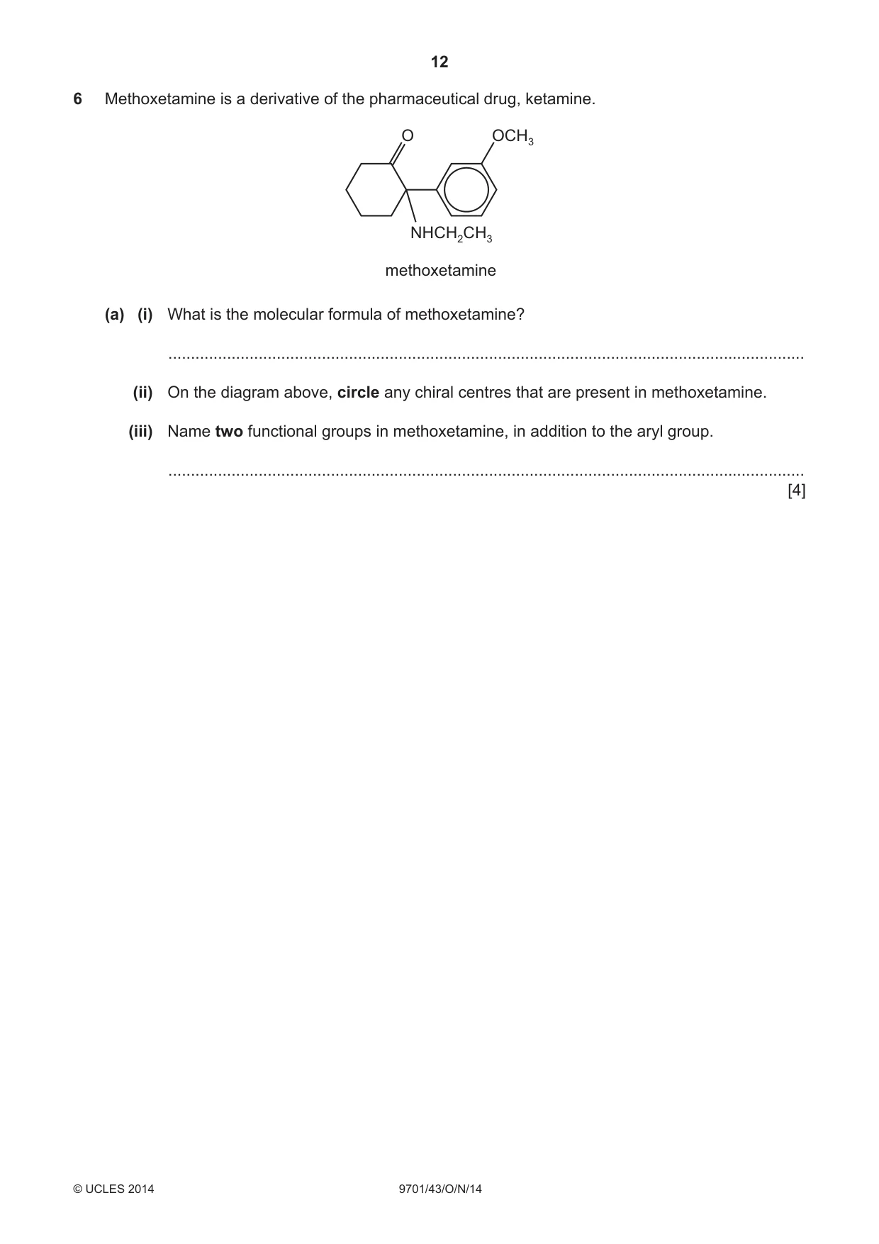 Cambridge A Level Chemistry 9701 2014 Oct/Nov Paper 4 · Variant 3 question paper, page 12 of 20