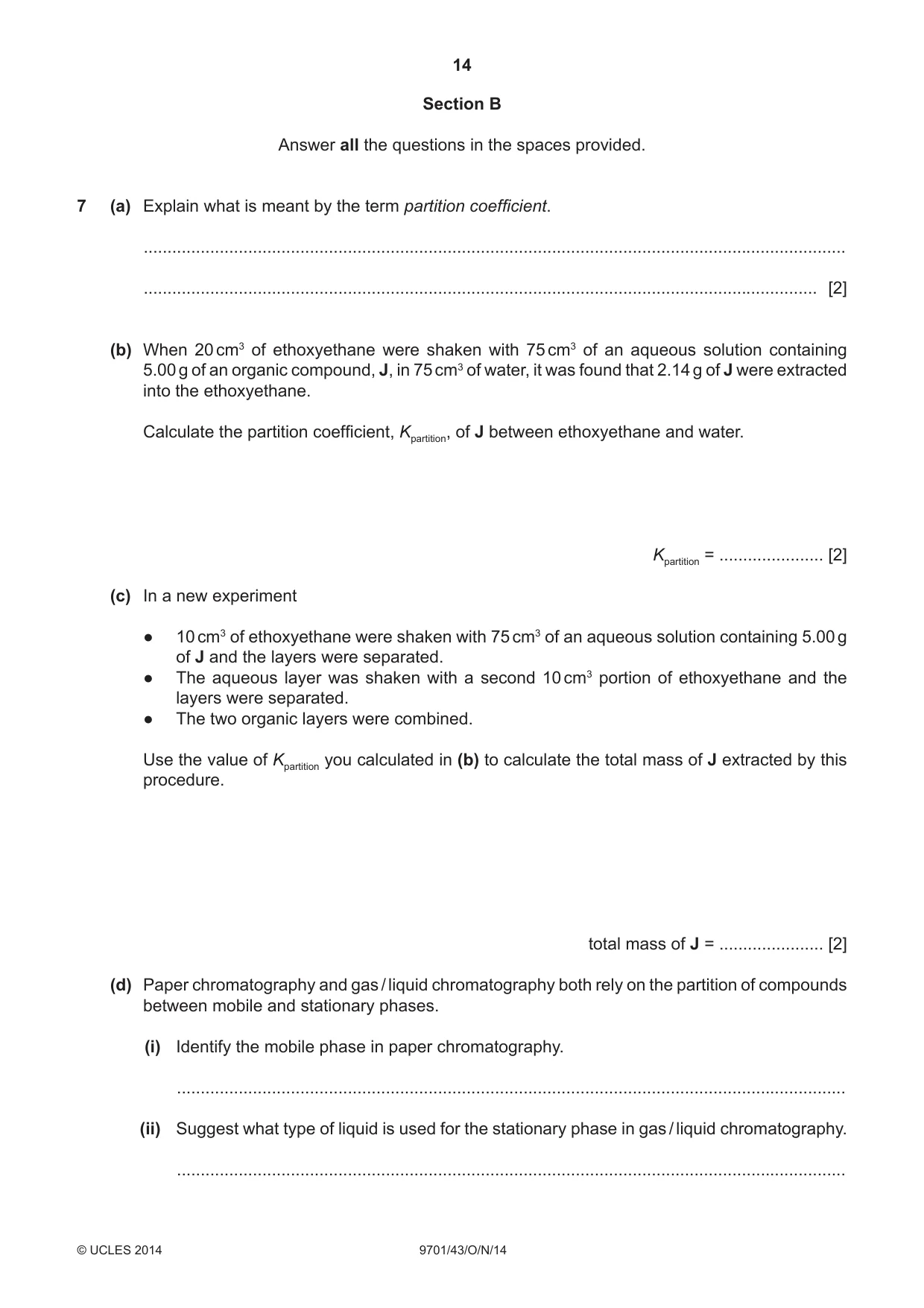 Cambridge A Level Chemistry 9701 2014 Oct/Nov Paper 4 · Variant 3 question paper, page 14 of 20