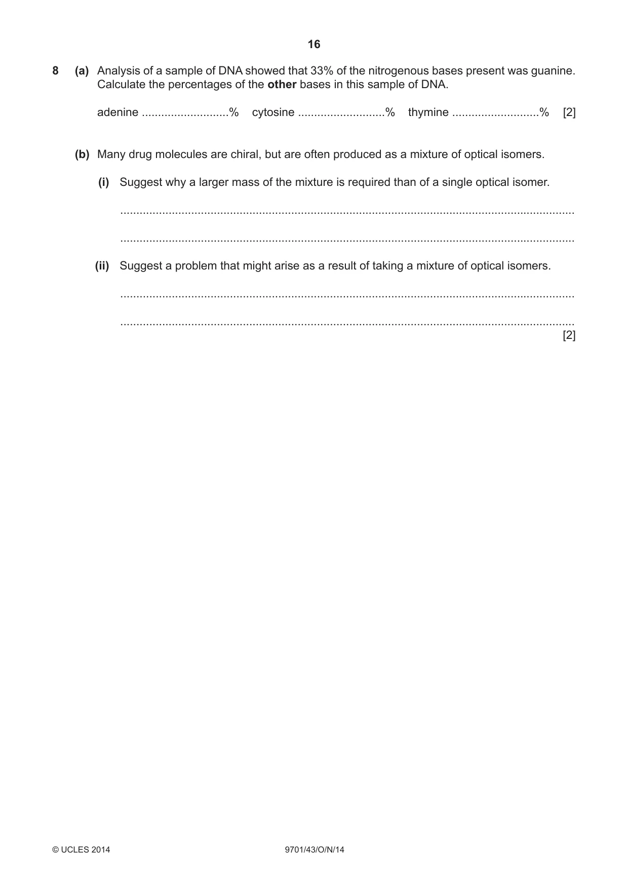 Cambridge A Level Chemistry 9701 2014 Oct/Nov Paper 4 · Variant 3 question paper, page 16 of 20
