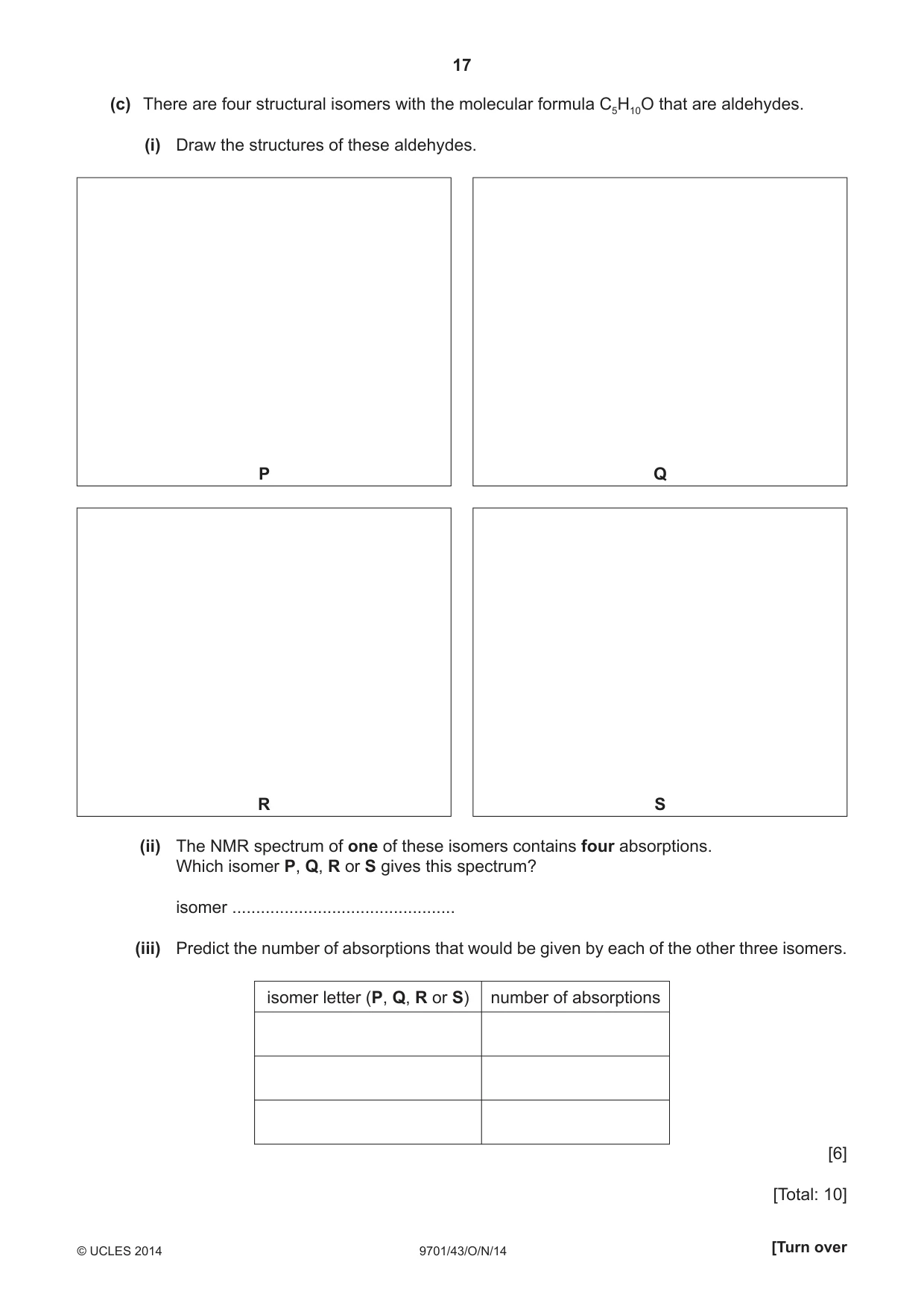 Cambridge A Level Chemistry 9701 2014 Oct/Nov Paper 4 · Variant 3 question paper, page 17 of 20