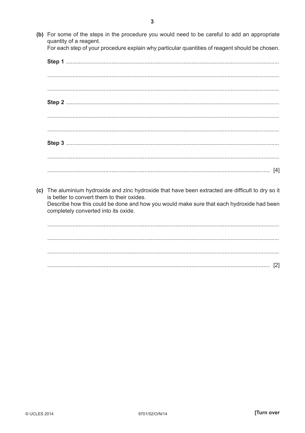 Cambridge A Level Chemistry 9701 2014 Oct/Nov Paper 5 · Variant 2 question paper, page 3 of 12