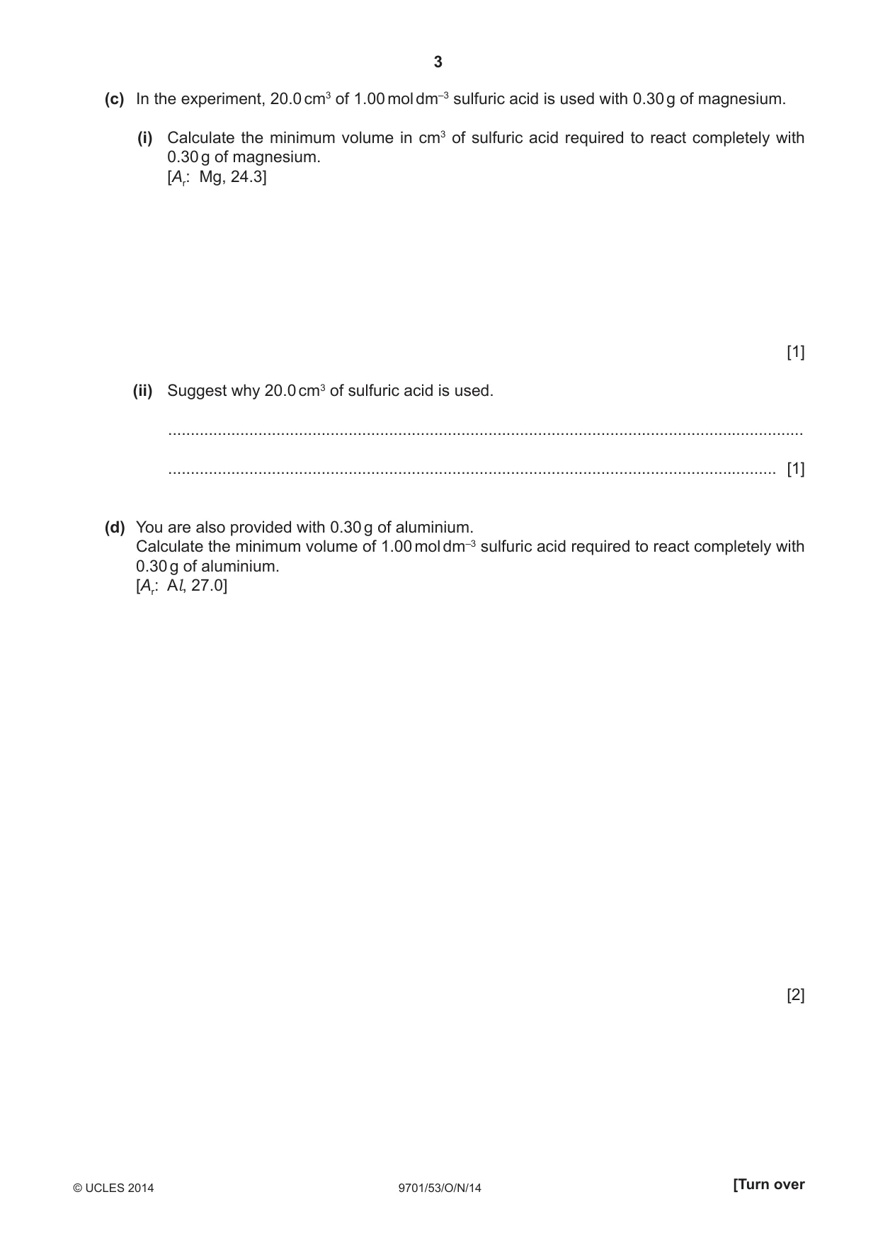 Cambridge A Level Chemistry 9701 2014 Oct/Nov Paper 5 · Variant 3 question paper, page 3 of 12