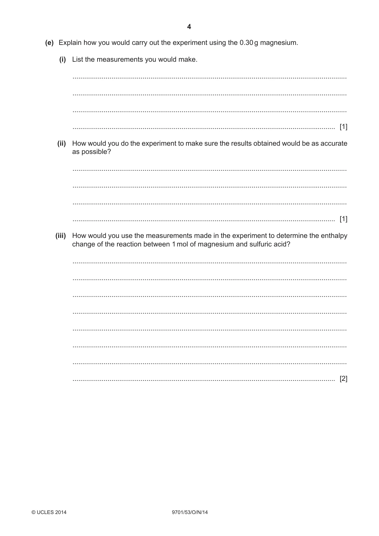 Cambridge A Level Chemistry 9701 2014 Oct/Nov Paper 5 · Variant 3 question paper, page 4 of 12