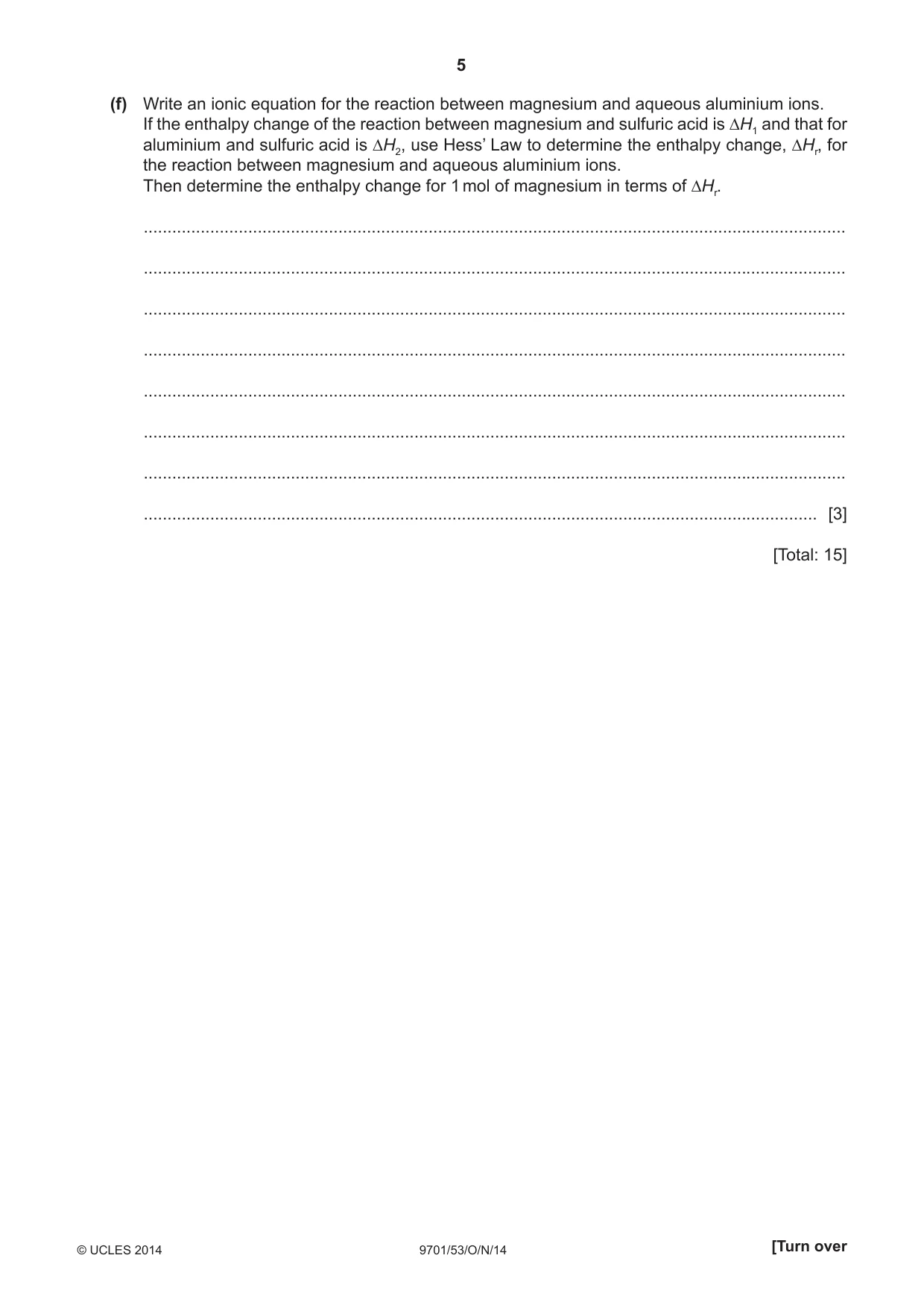 Cambridge A Level Chemistry 9701 2014 Oct/Nov Paper 5 · Variant 3 question paper, page 5 of 12