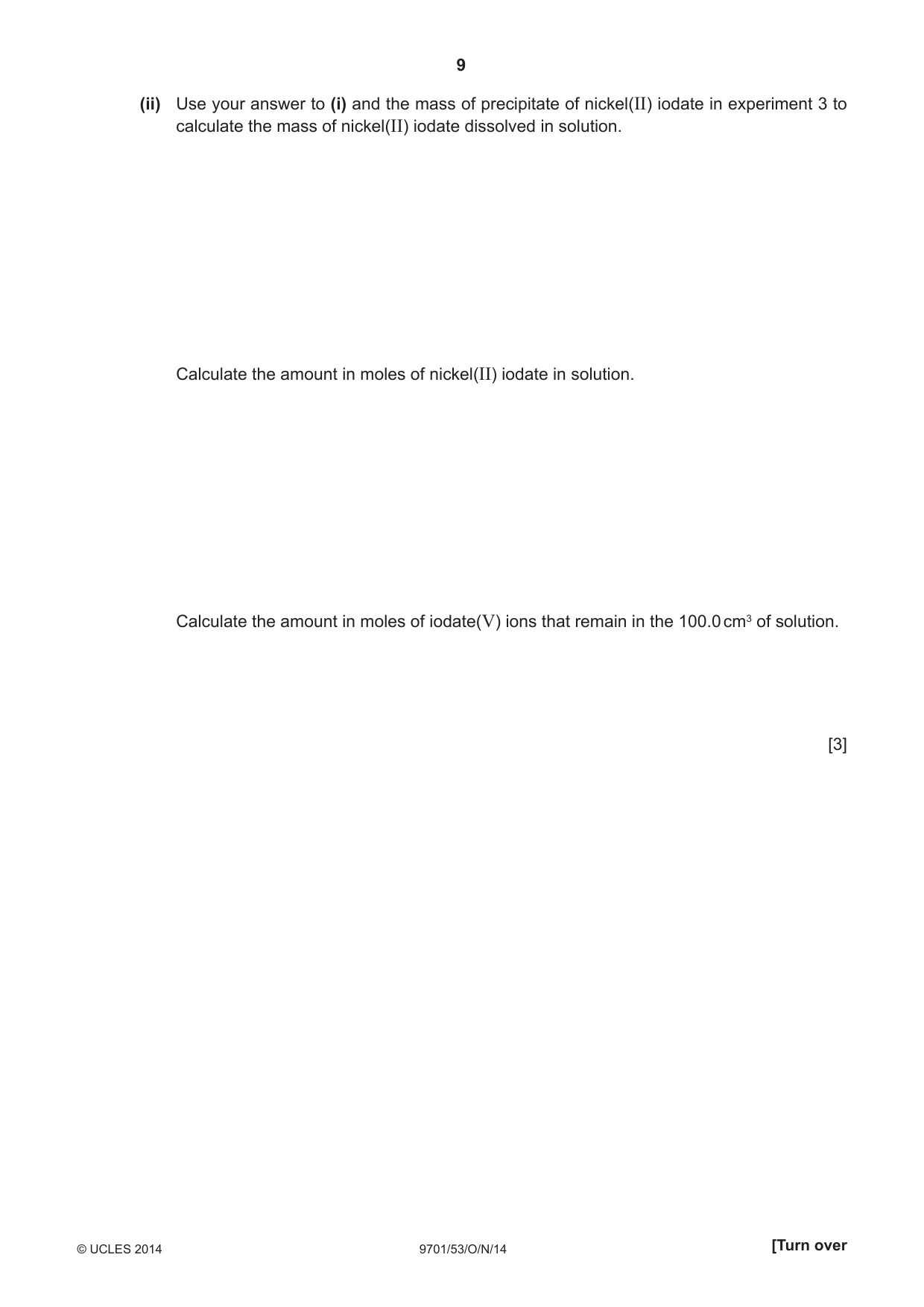 Cambridge A Level Chemistry 9701 2014 Oct/Nov Paper 5 · Variant 3 question paper, page 9 of 12