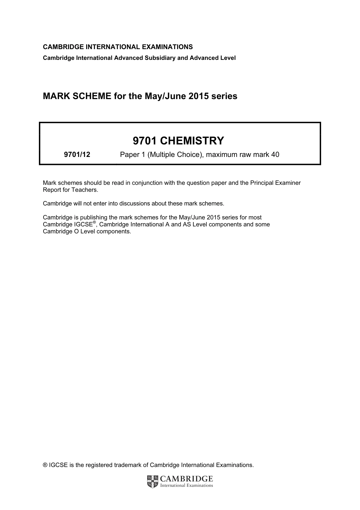 Mark scheme, page 1 of 2