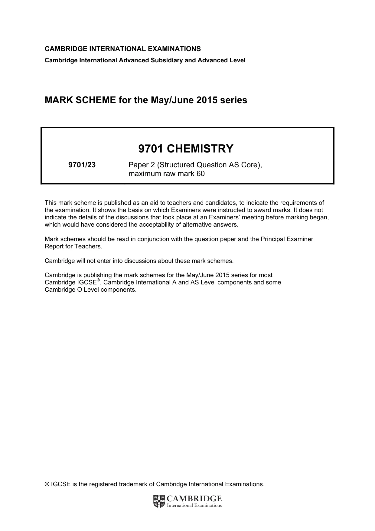 Mark scheme, page 1 of 5