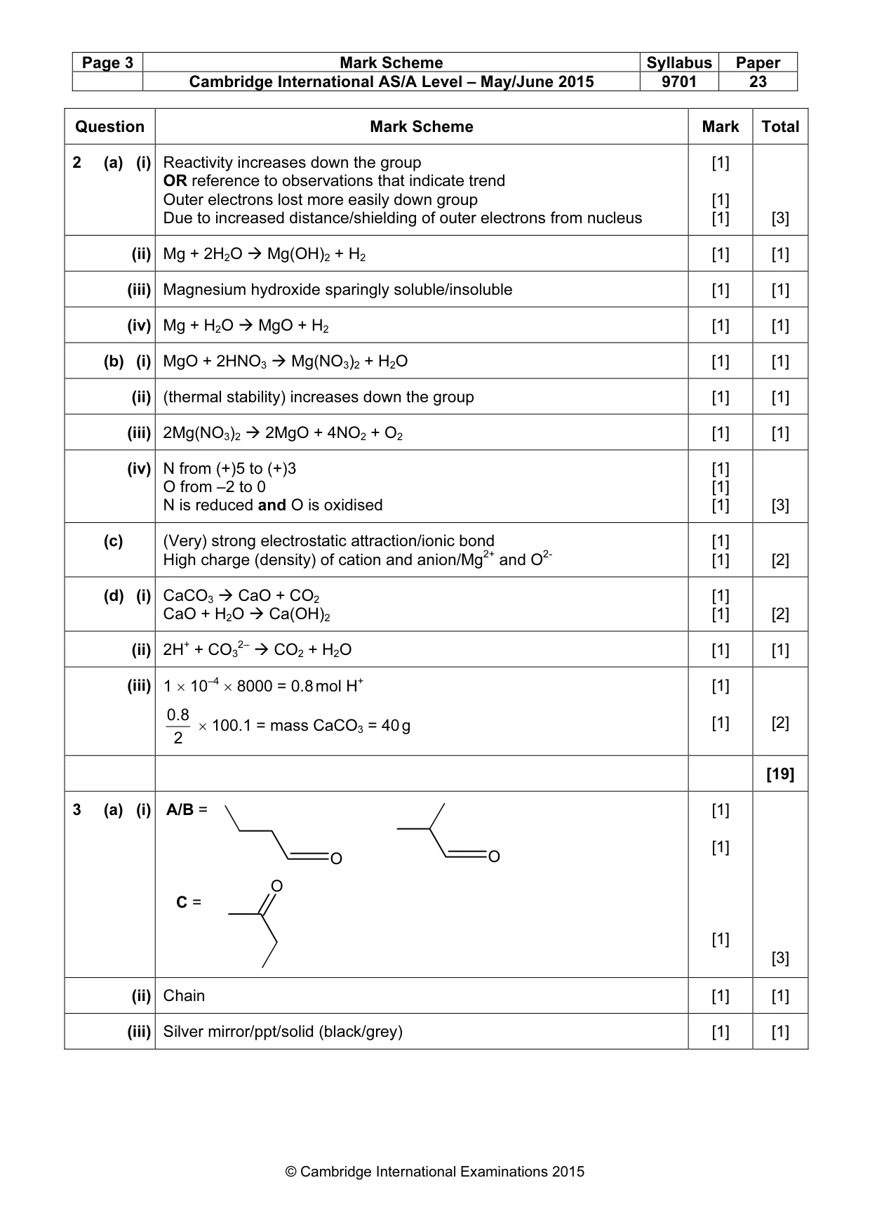 Mark scheme, page 3 of 5