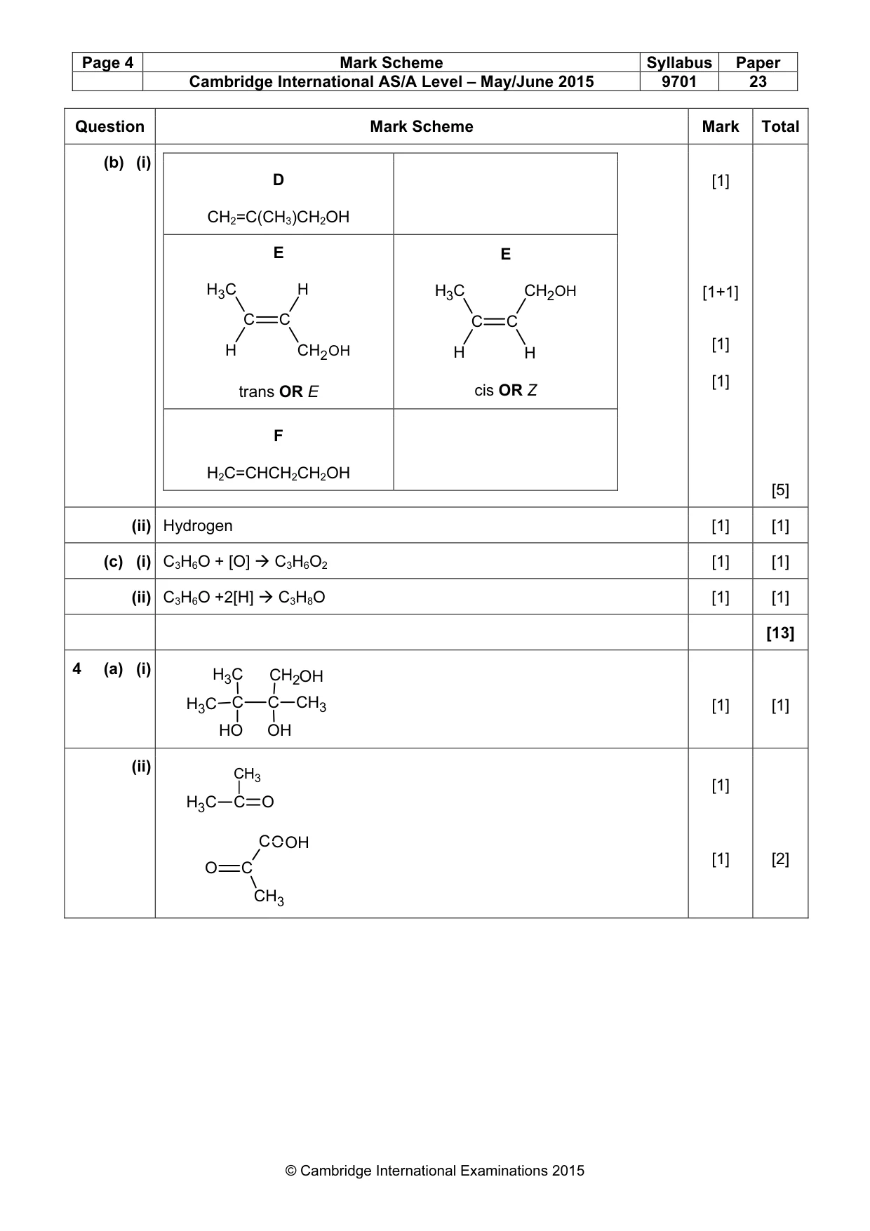 Mark scheme, page 4 of 5
