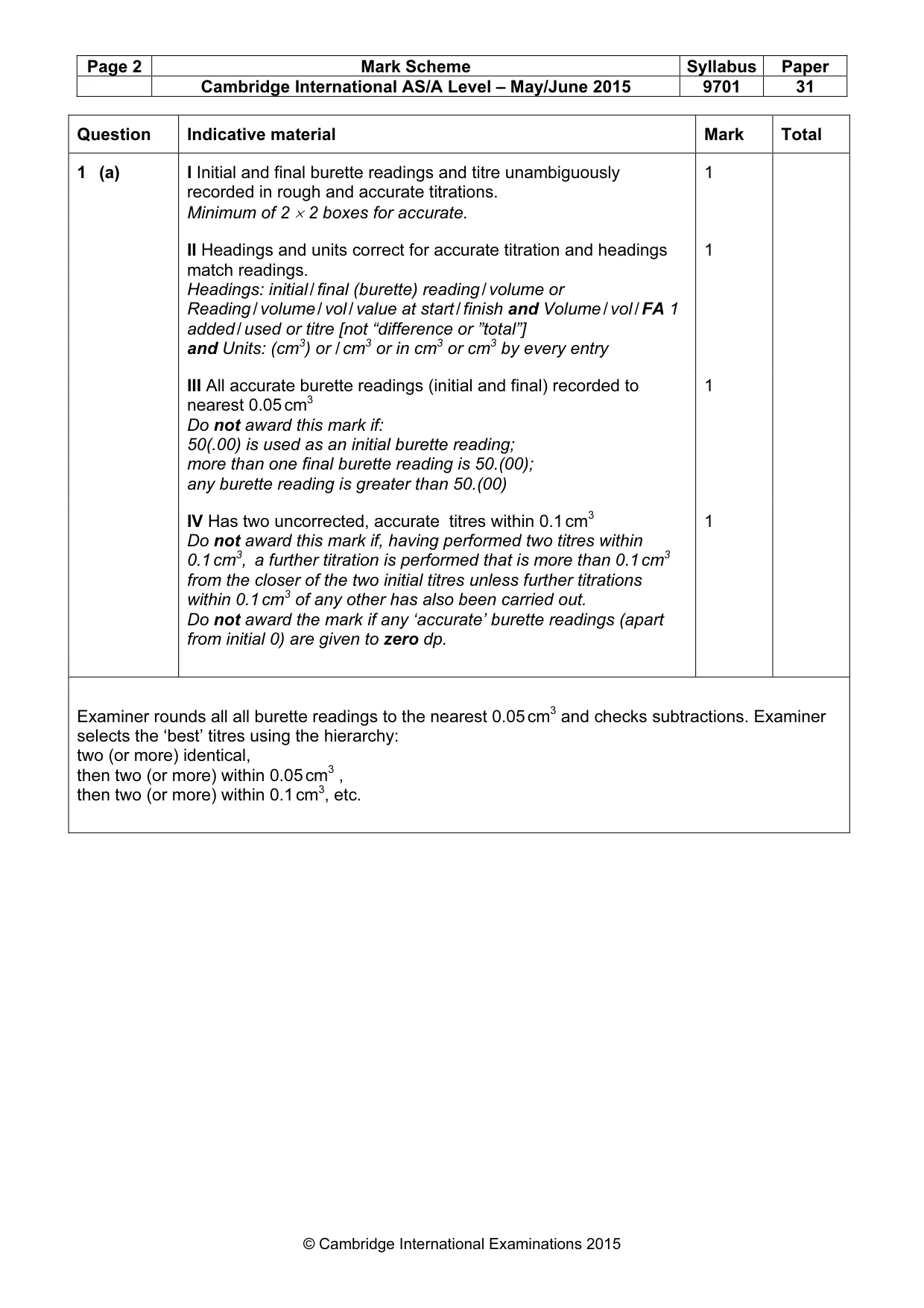 Mark scheme, page 2 of 5