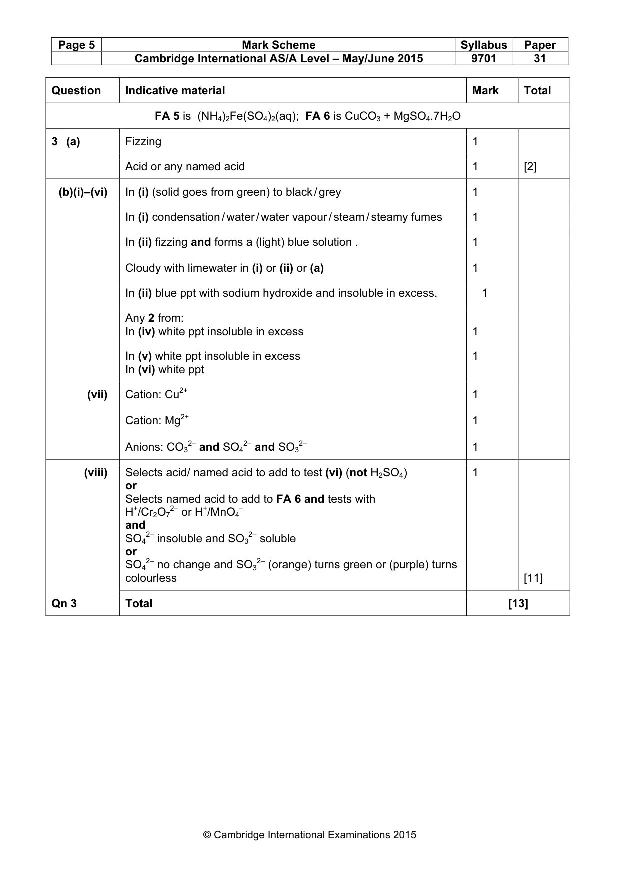 Mark scheme, page 5 of 5