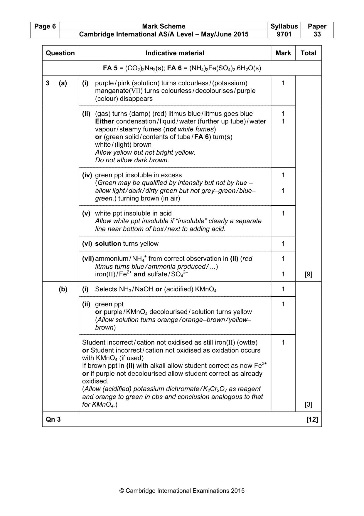 Mark scheme, page 6 of 6