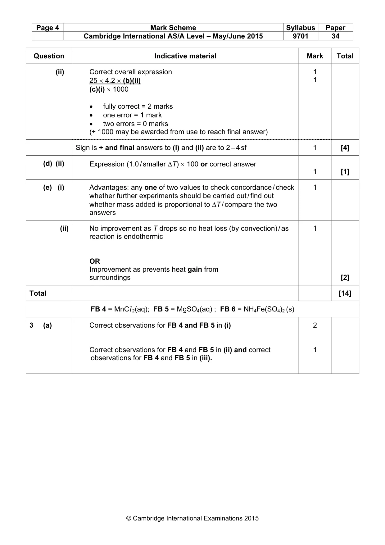 Mark scheme, page 4 of 5