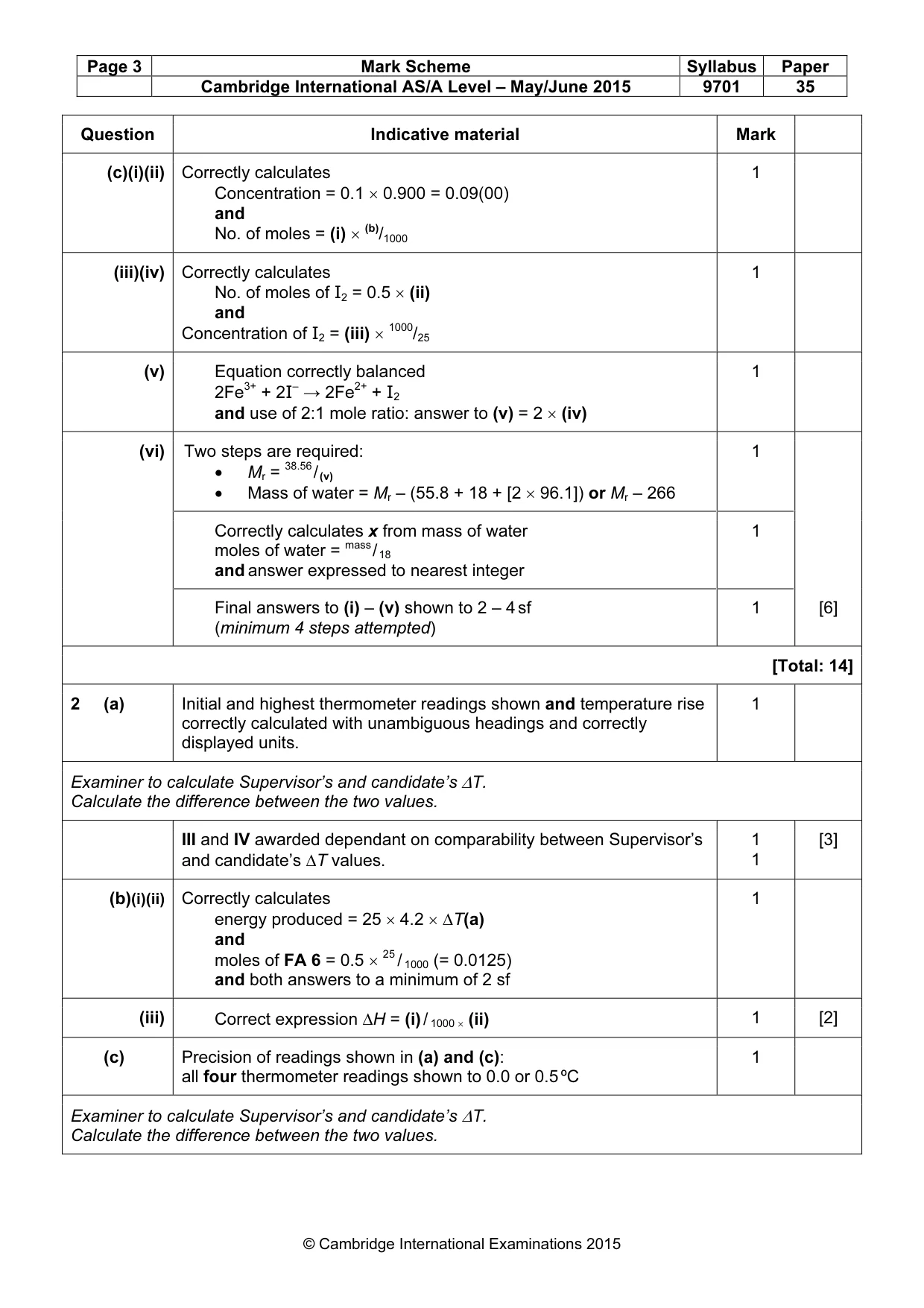 Mark scheme, page 3 of 6