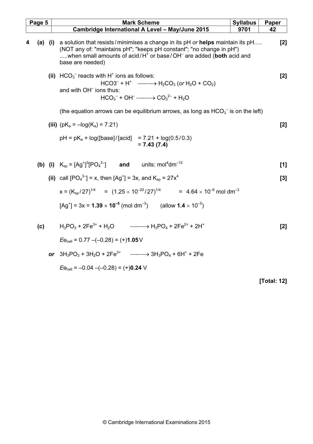 Mark scheme, page 5 of 10