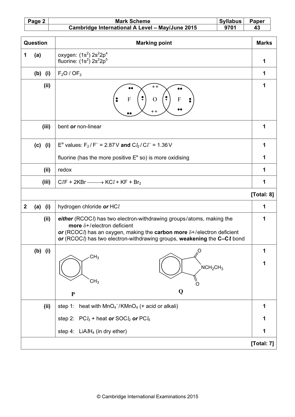 Mark scheme, page 2 of 9