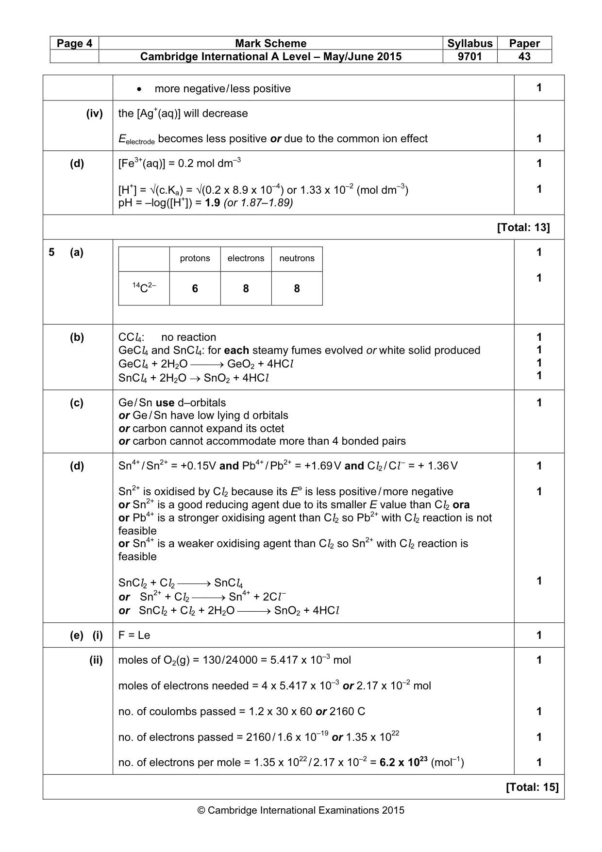 Mark scheme, page 4 of 9