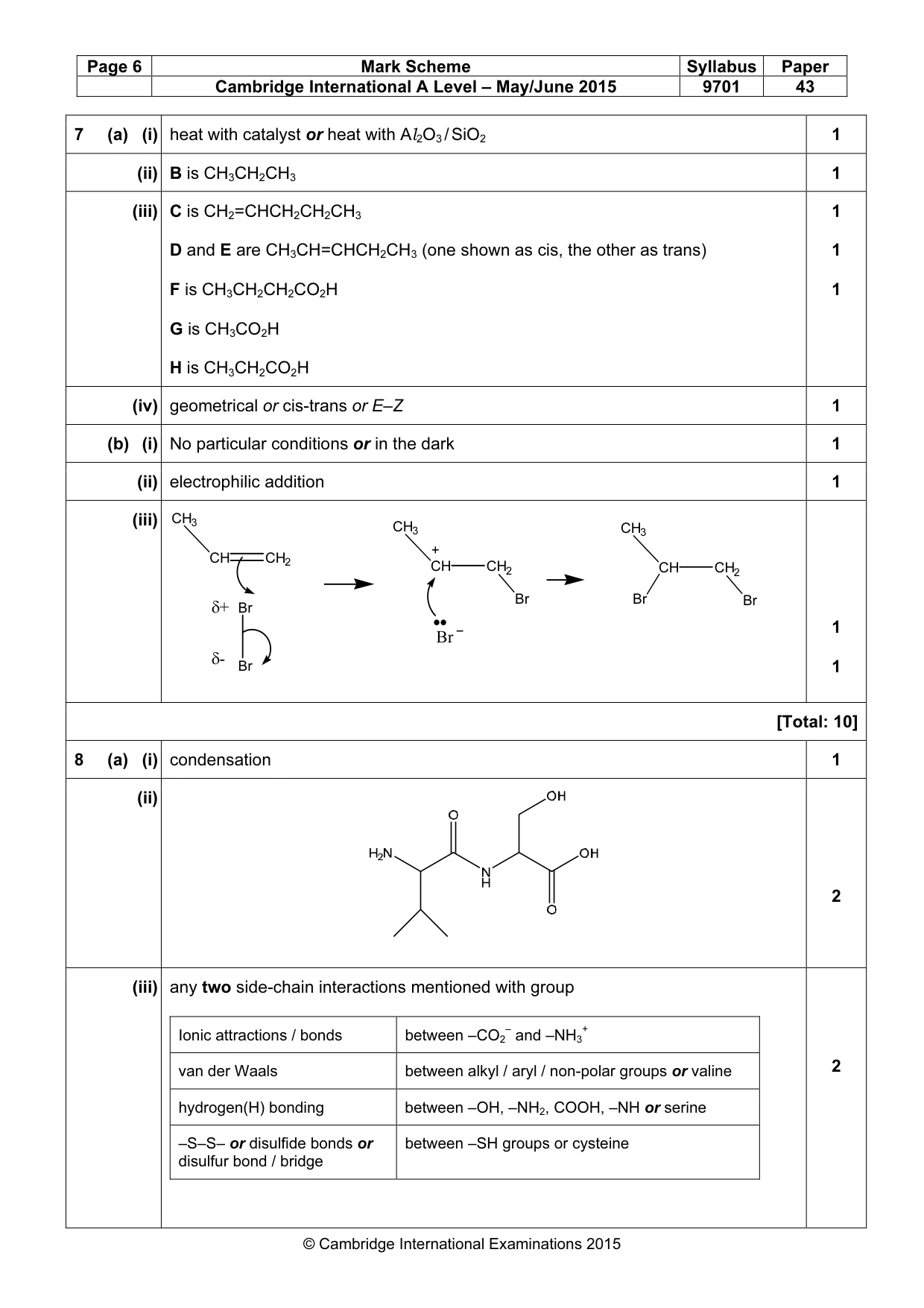 Mark scheme, page 6 of 9