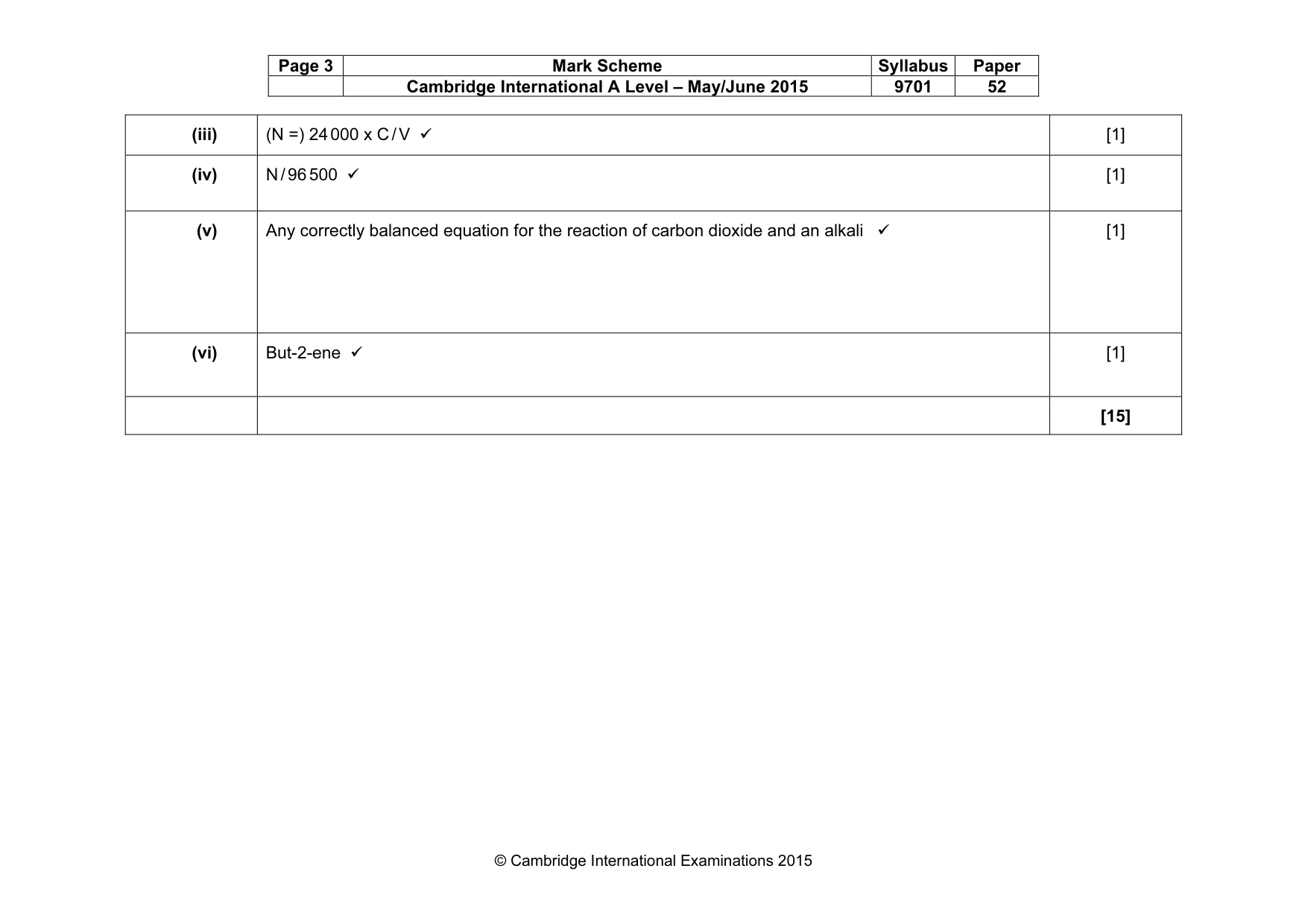 Mark scheme, page 3 of 5