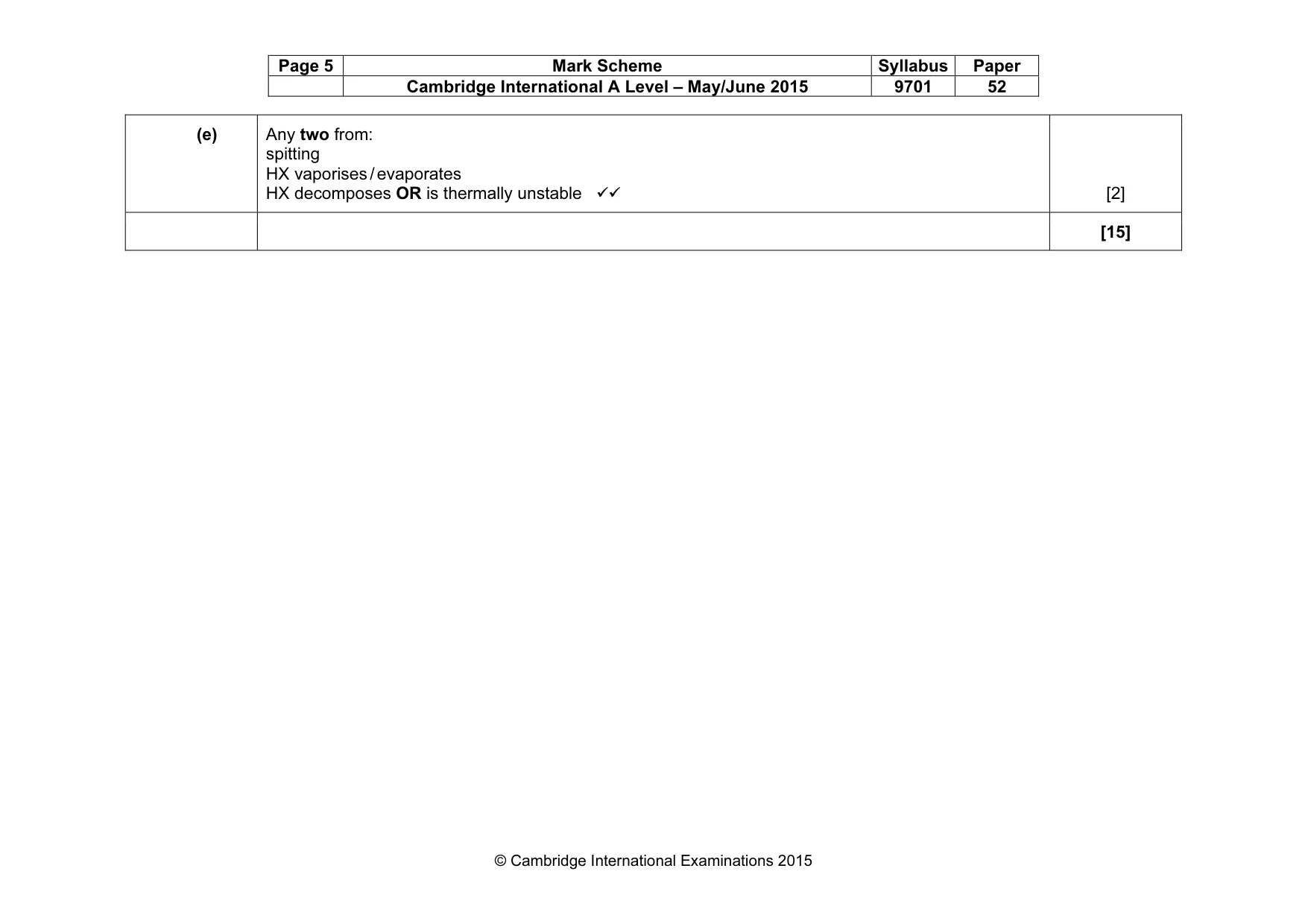 Mark scheme, page 5 of 5