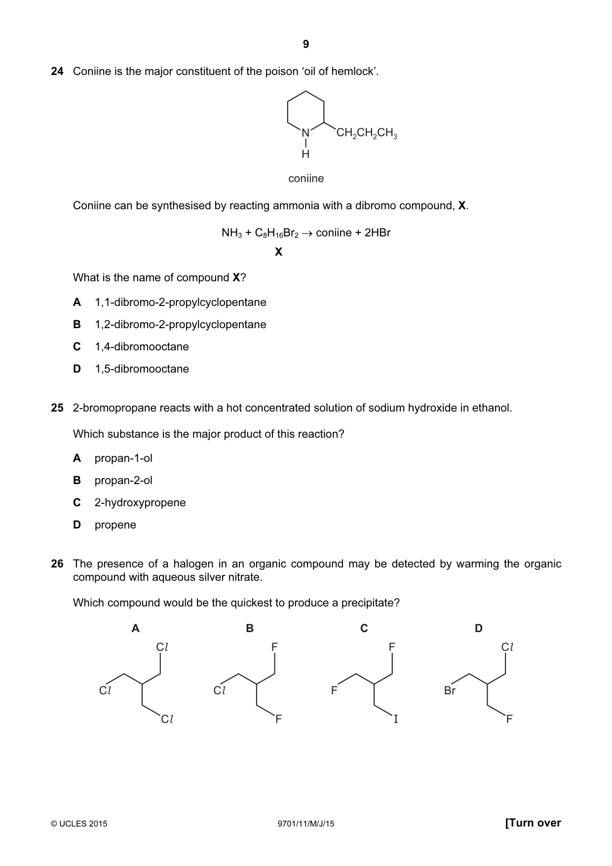 Cambridge A Level Chemistry 9701 2015 May/June Paper 1 · Variant 1 question paper, page 9 of 16