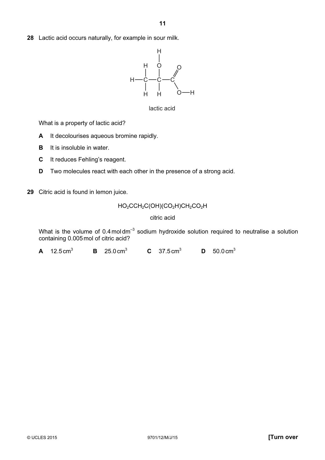 Cambridge A Level Chemistry 9701 2015 May/June Paper 1 · Variant 2 question paper, page 11 of 16