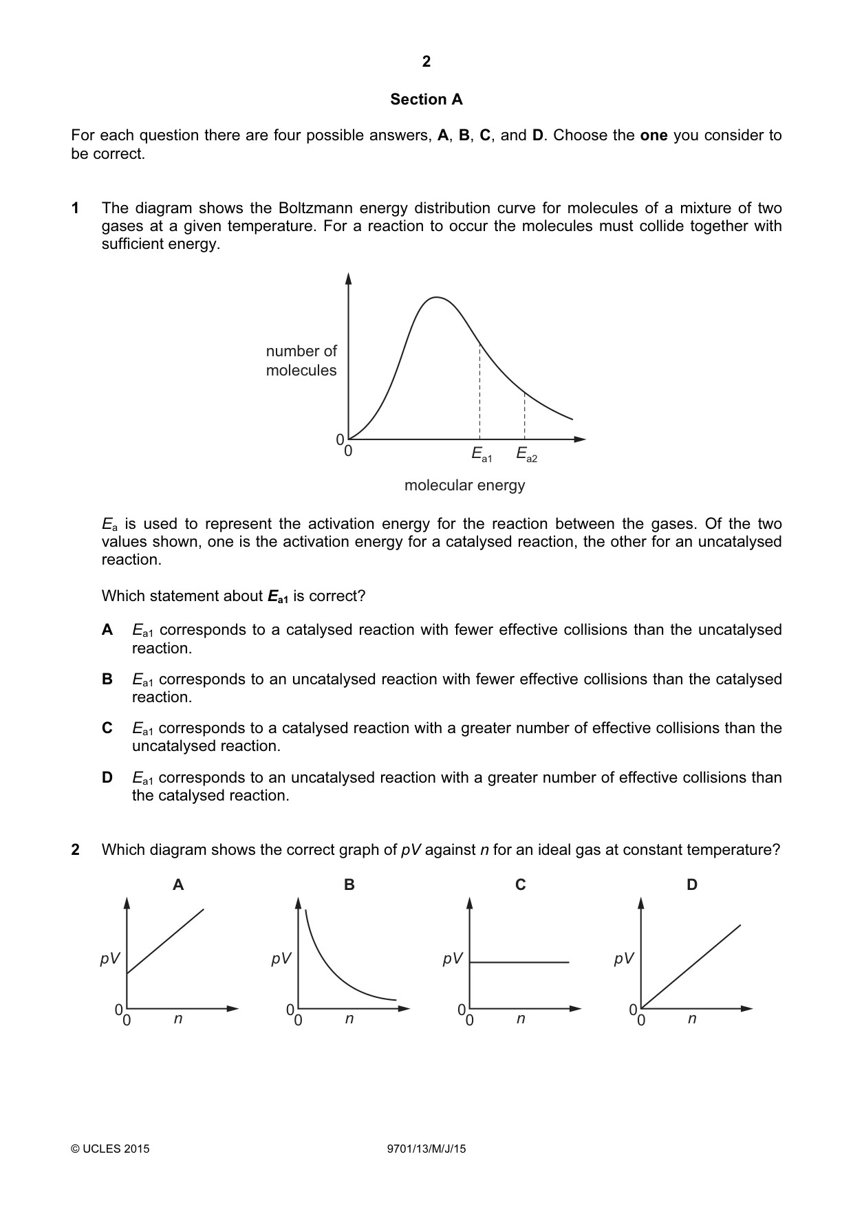 Cambridge A Level Chemistry 9701 2015 May/June Paper 1 · Variant 3 question paper, page 2 of 16