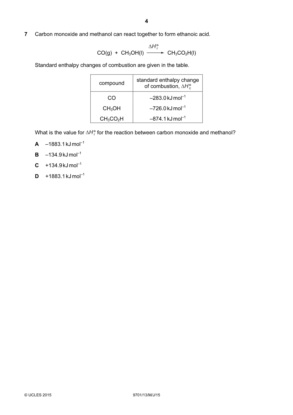Cambridge A Level Chemistry 9701 2015 May/June Paper 1 · Variant 3 question paper, page 4 of 16