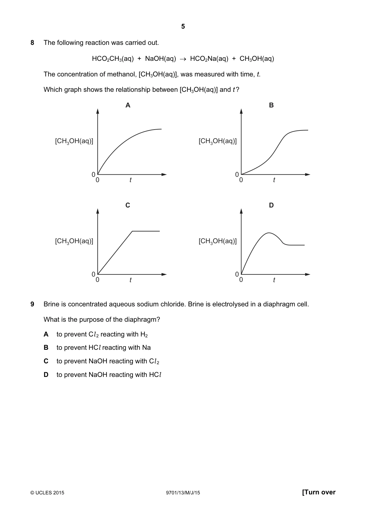 Cambridge A Level Chemistry 9701 2015 May/June Paper 1 · Variant 3 question paper, page 5 of 16