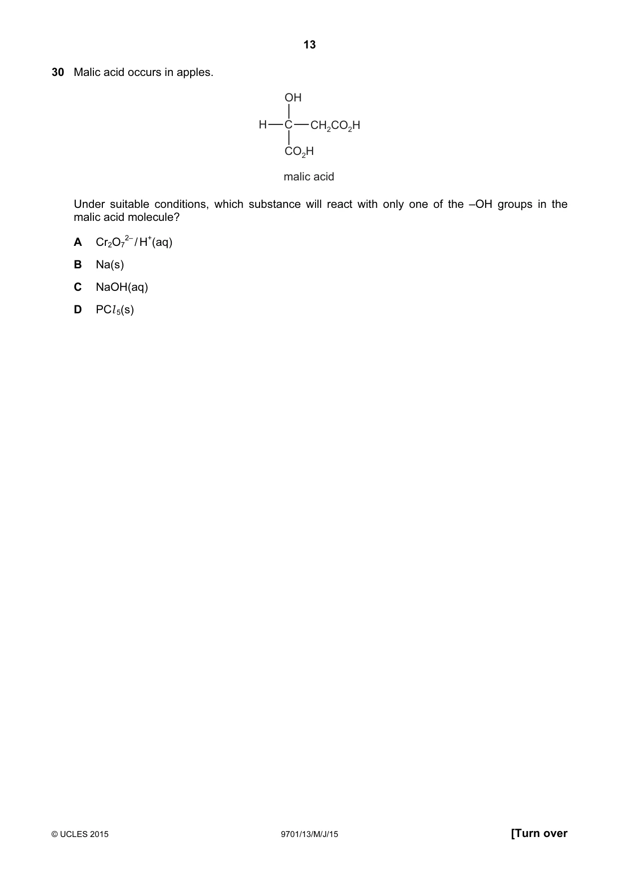 Cambridge A Level Chemistry 9701 2015 May/June Paper 1 · Variant 3 question paper, page 13 of 16