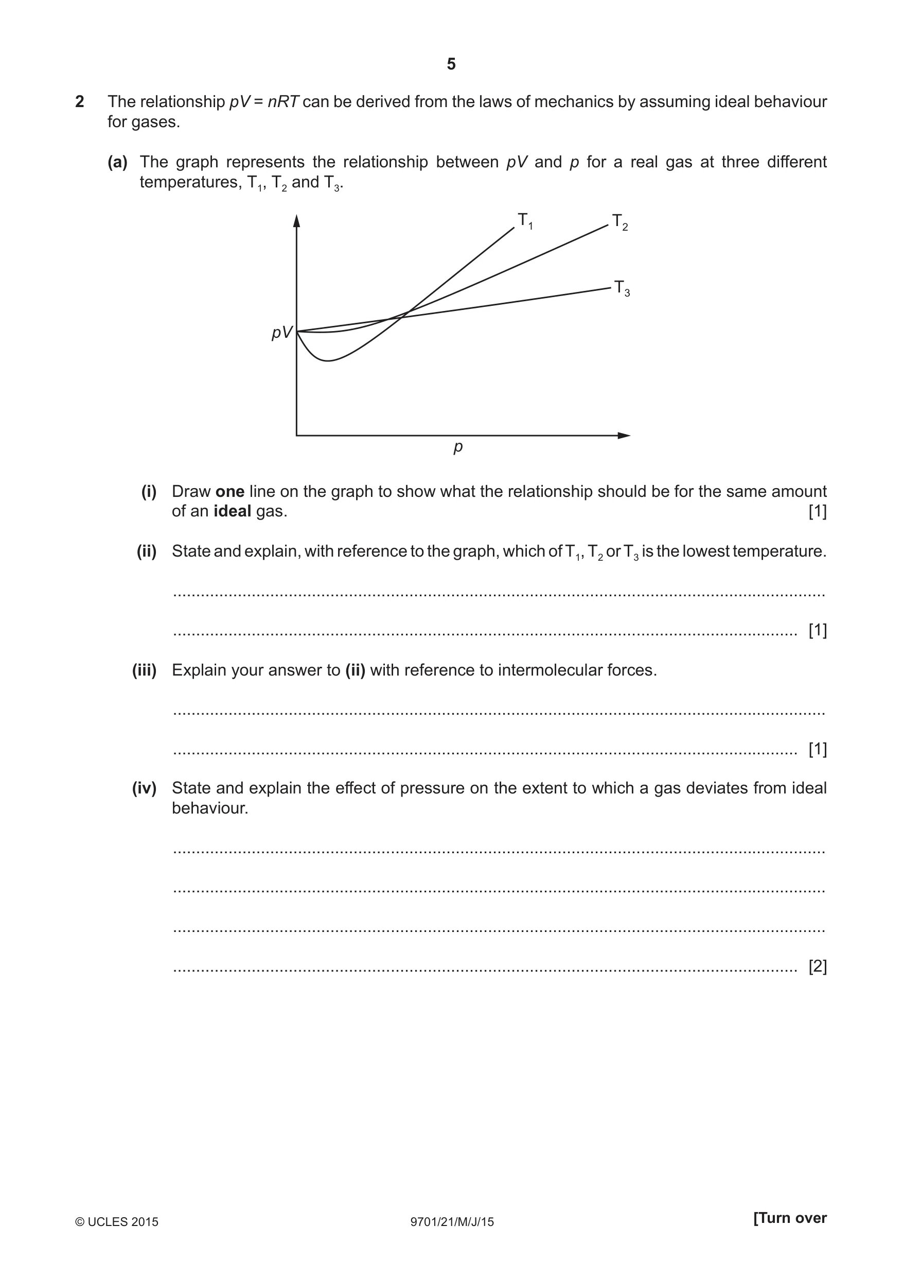 Cambridge A Level Chemistry 9701 2015 May/June Paper 2 · Variant 1 question paper, page 5 of 12