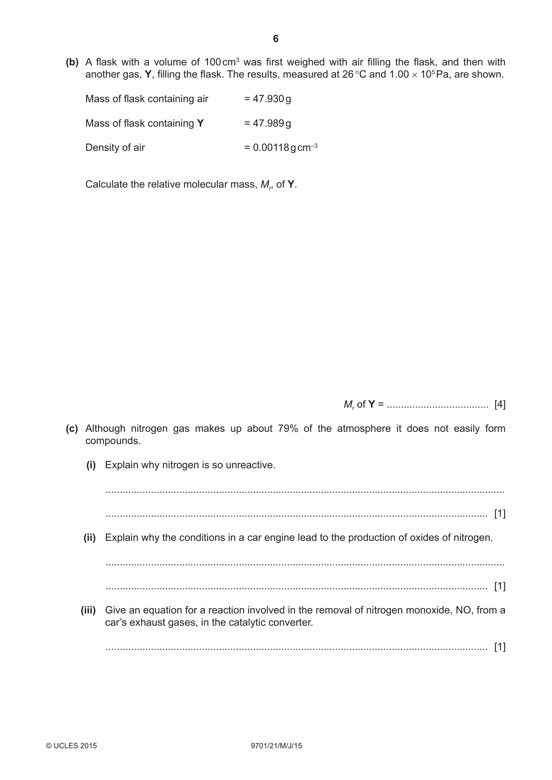 Cambridge A Level Chemistry 9701 2015 May/June Paper 2 · Variant 1 question paper, page 6 of 12