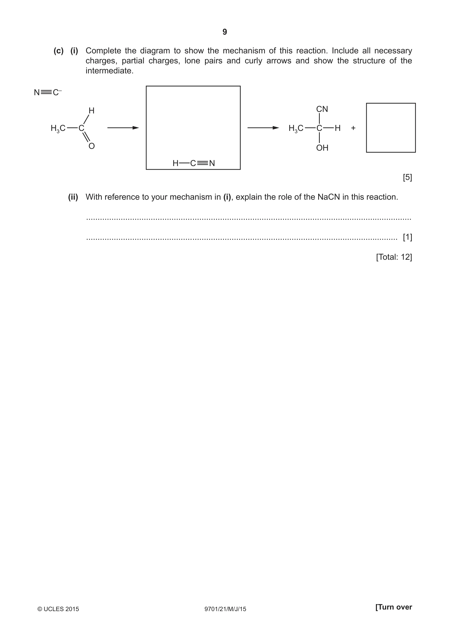 Cambridge A Level Chemistry 9701 2015 May/June Paper 2 · Variant 1 question paper, page 9 of 12