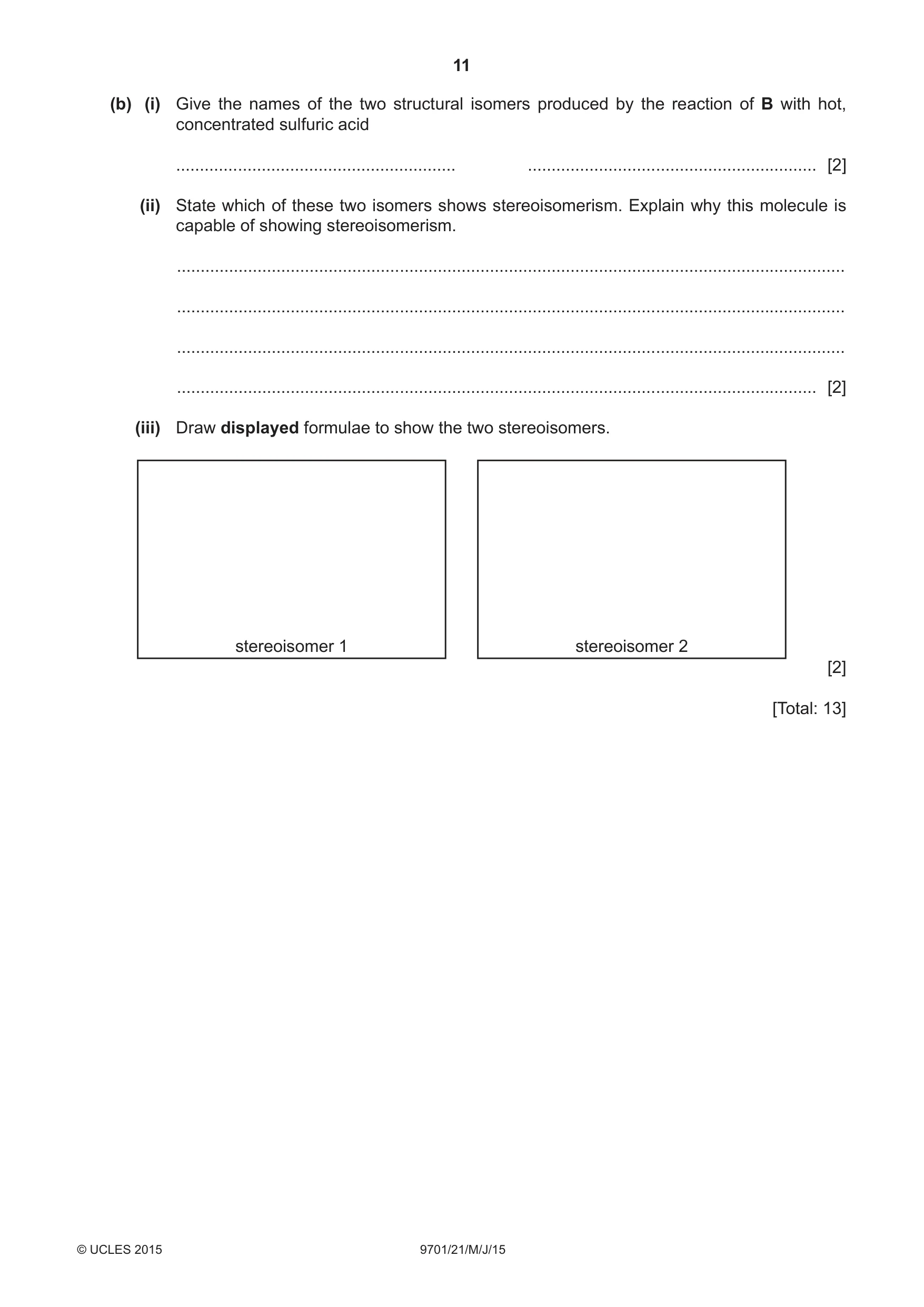 Cambridge A Level Chemistry 9701 2015 May/June Paper 2 · Variant 1 question paper, page 11 of 12
