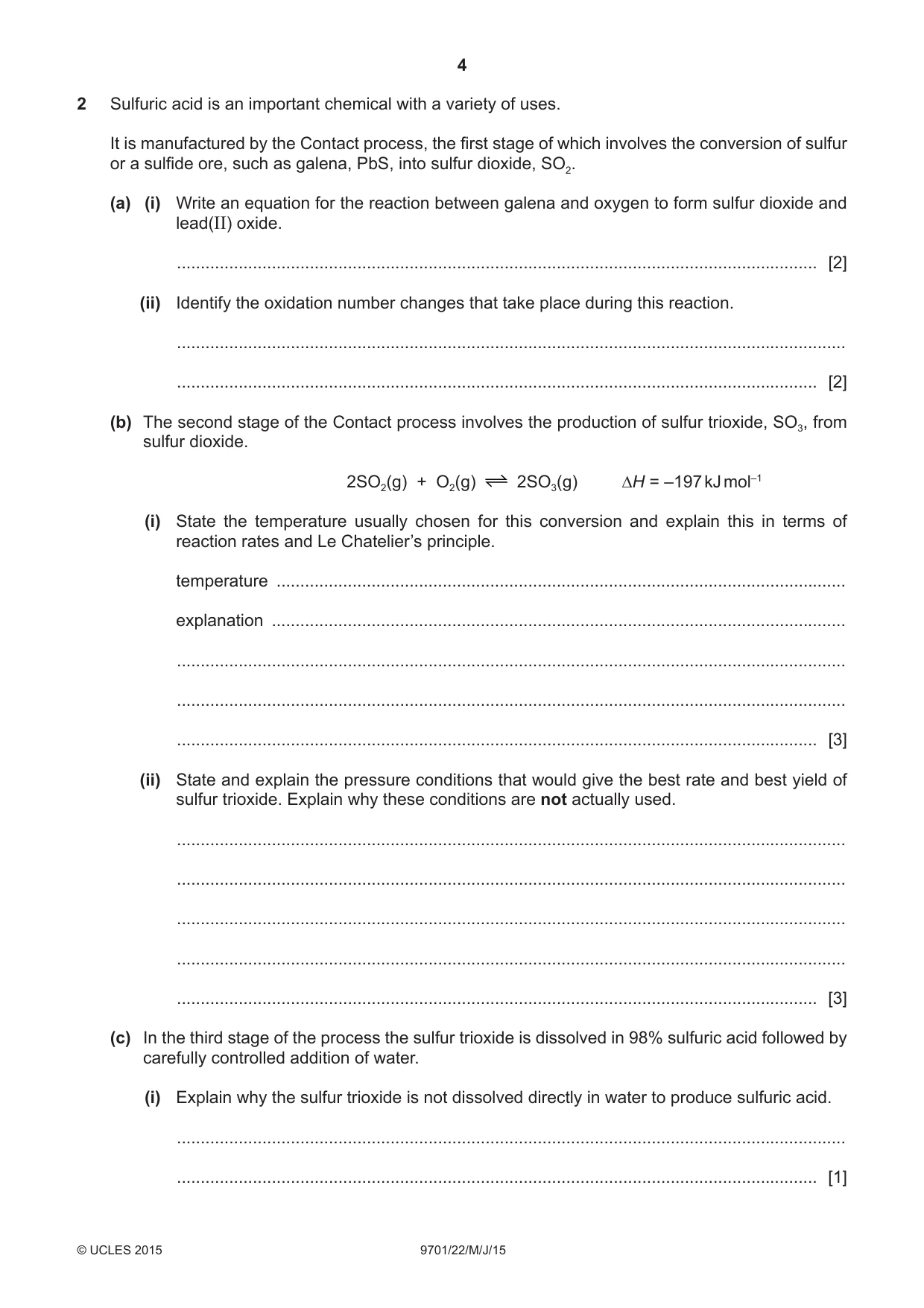 Cambridge A Level Chemistry 9701 2015 May/June Paper 2 · Variant 2 question paper, page 4 of 8