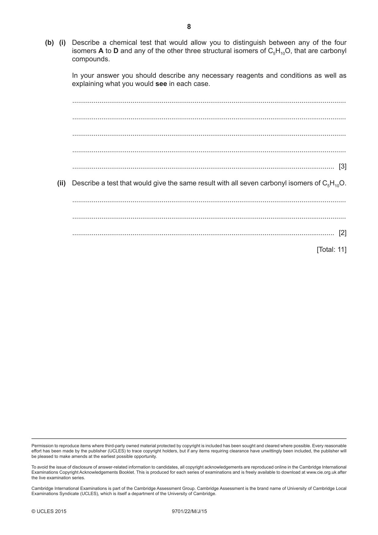 Cambridge A Level Chemistry 9701 2015 May/June Paper 2 · Variant 2 question paper, page 8 of 8