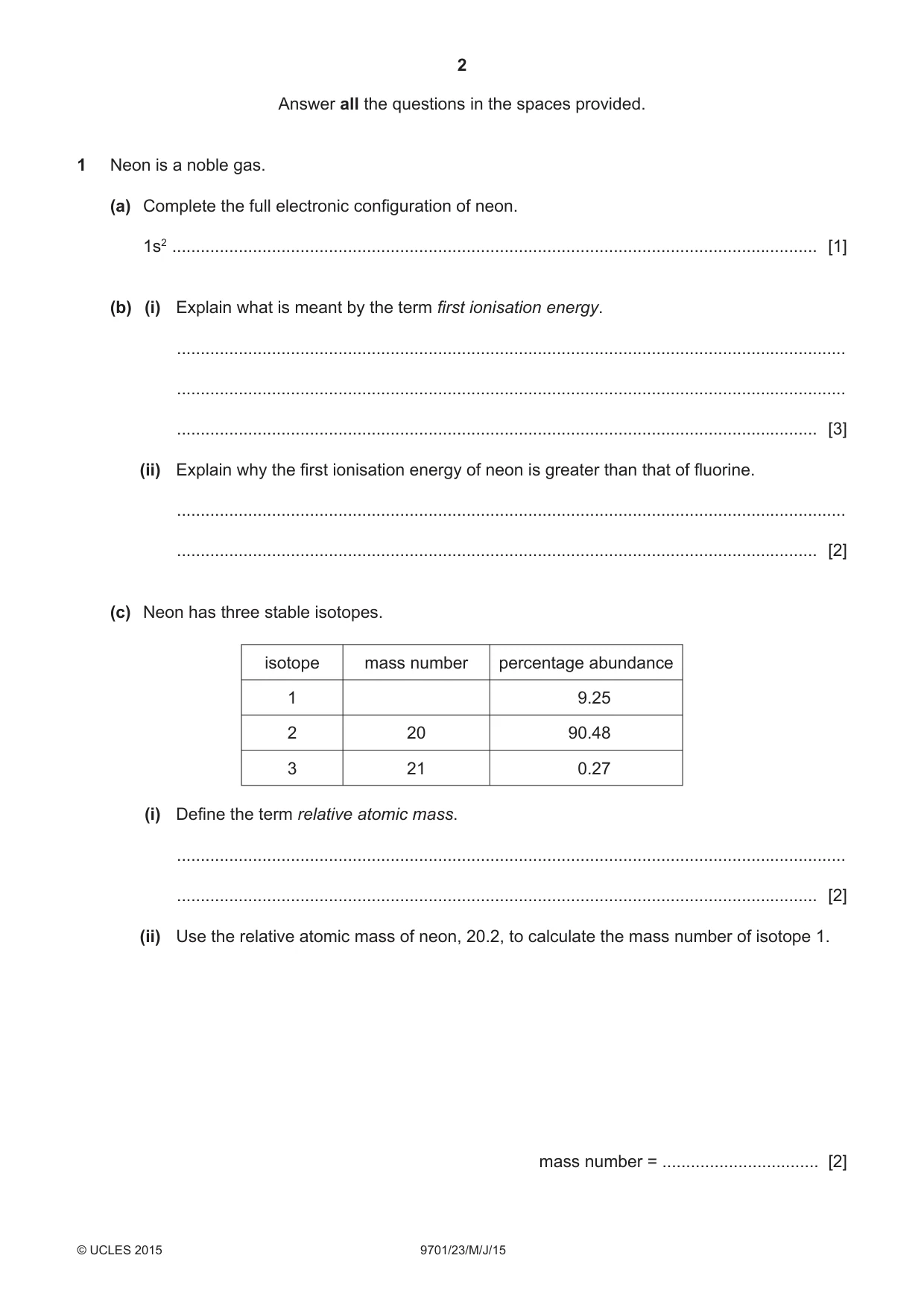 Cambridge A Level Chemistry 9701 2015 May/June Paper 2 · Variant 3 question paper, page 2 of 12
