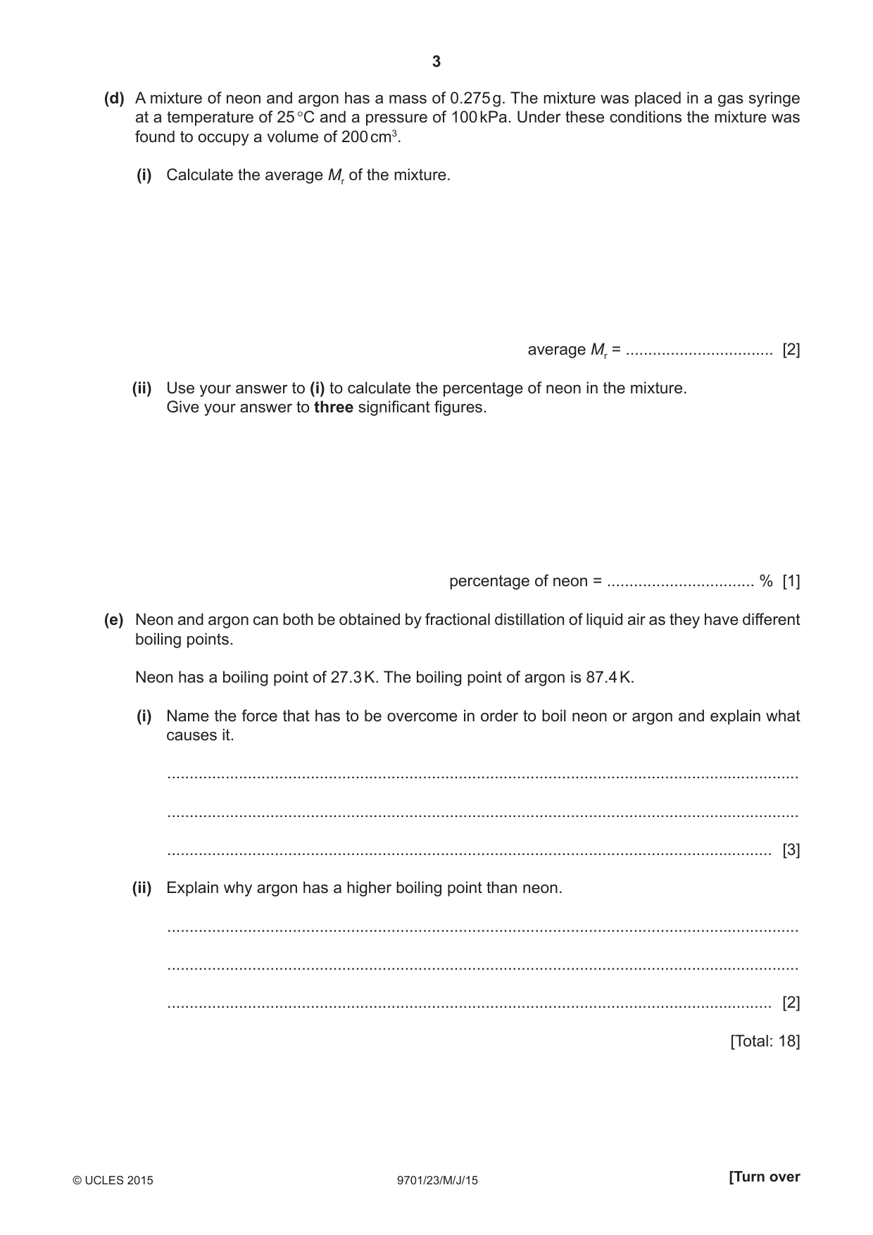 Cambridge A Level Chemistry 9701 2015 May/June Paper 2 · Variant 3 question paper, page 3 of 12